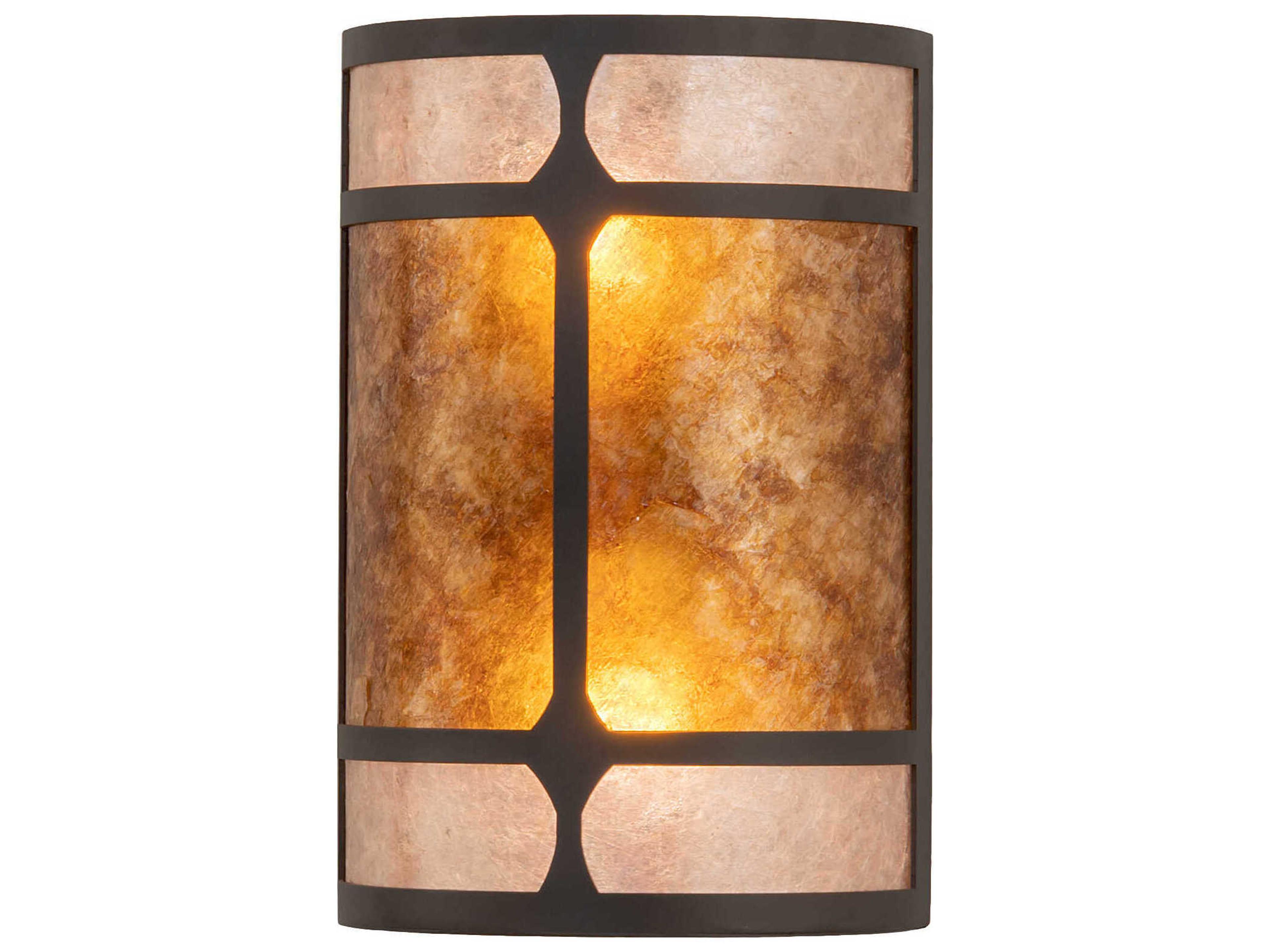 2-Light Wrought Iron Brown Glass Wall Sconce