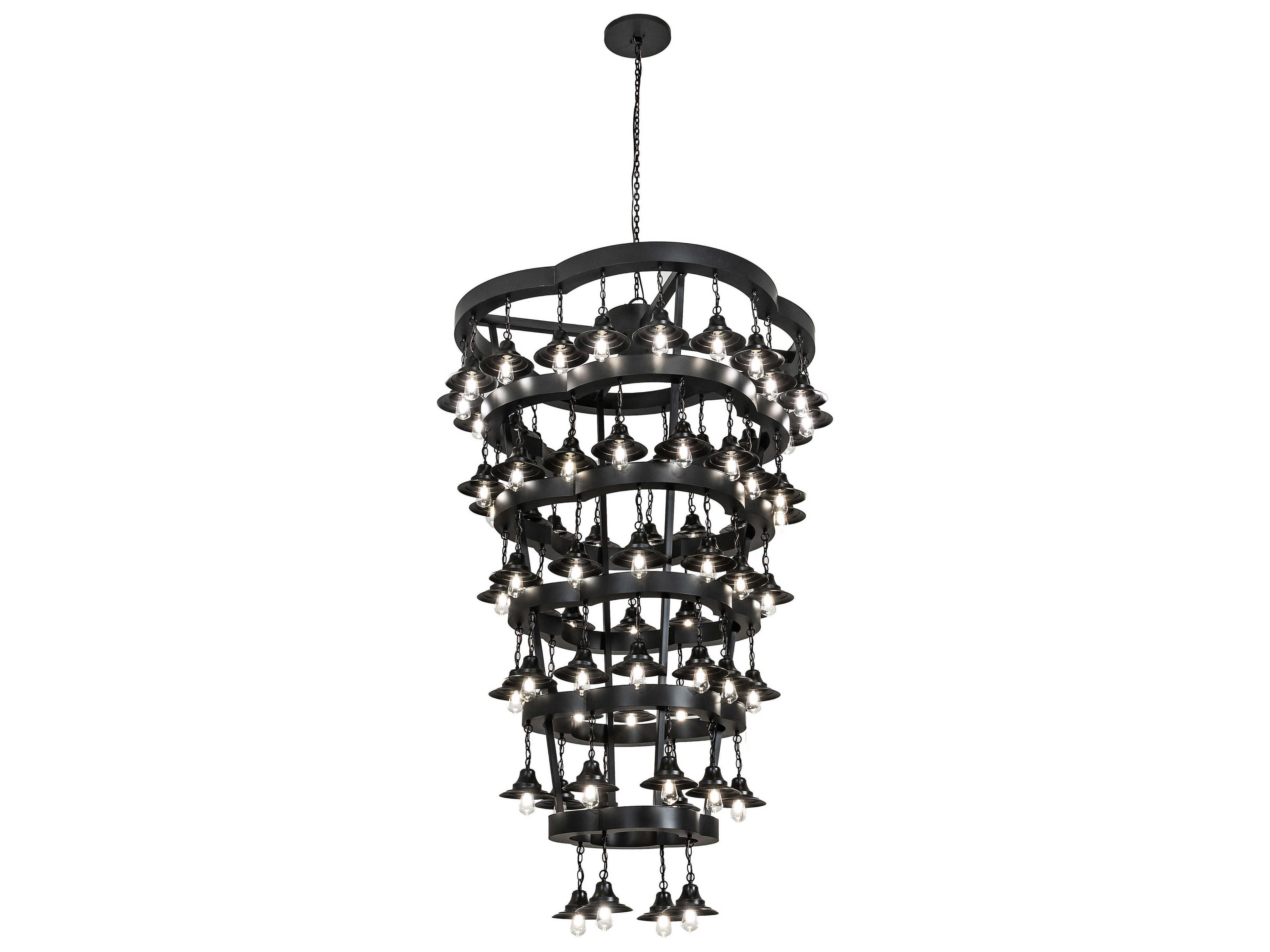 Cretella 72-Light Solar Black Glass Geometric Chandelier