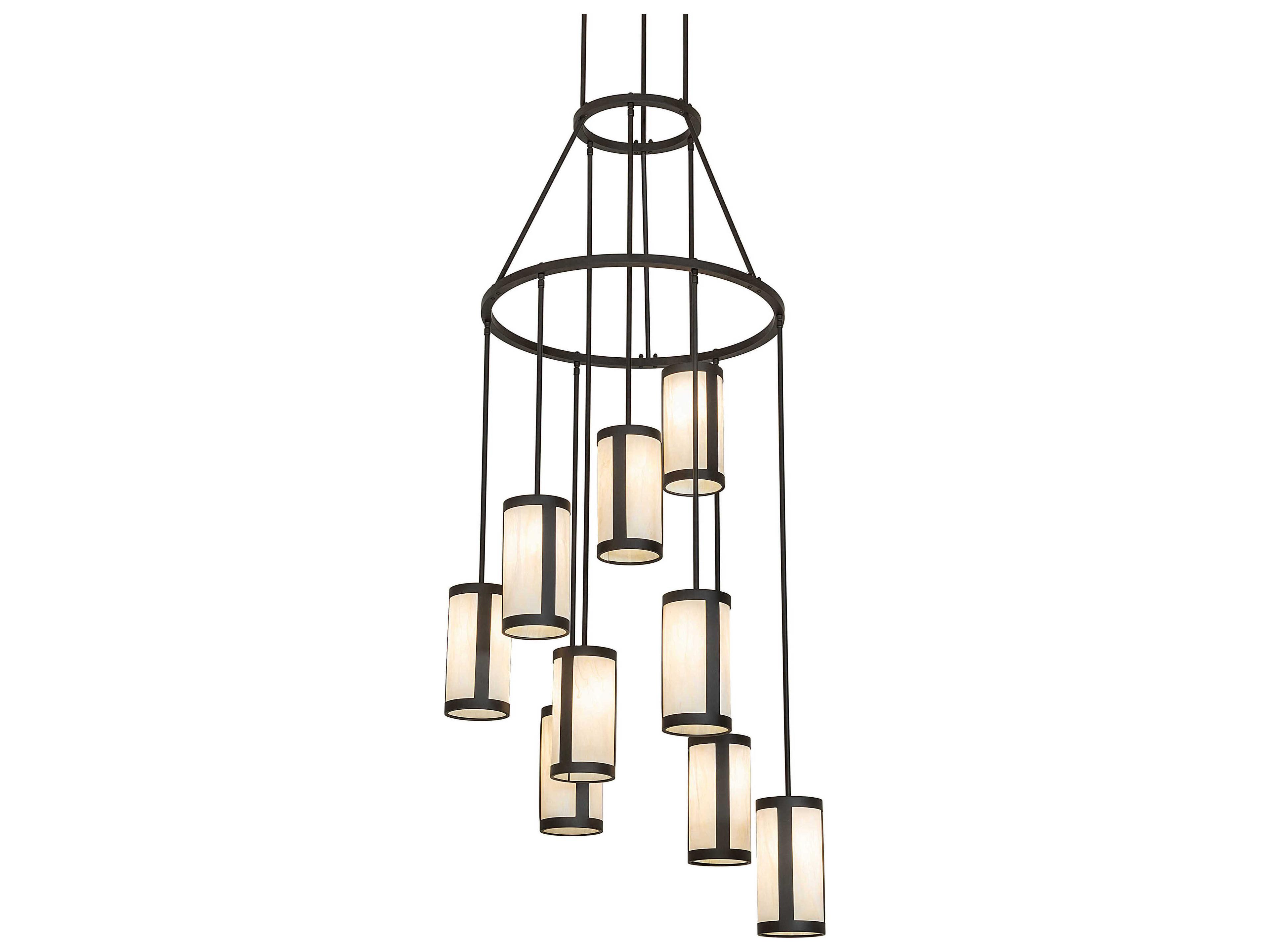 Cartier 9-Light Oil Rubbed Bronze Glass Cylinder Chandelier