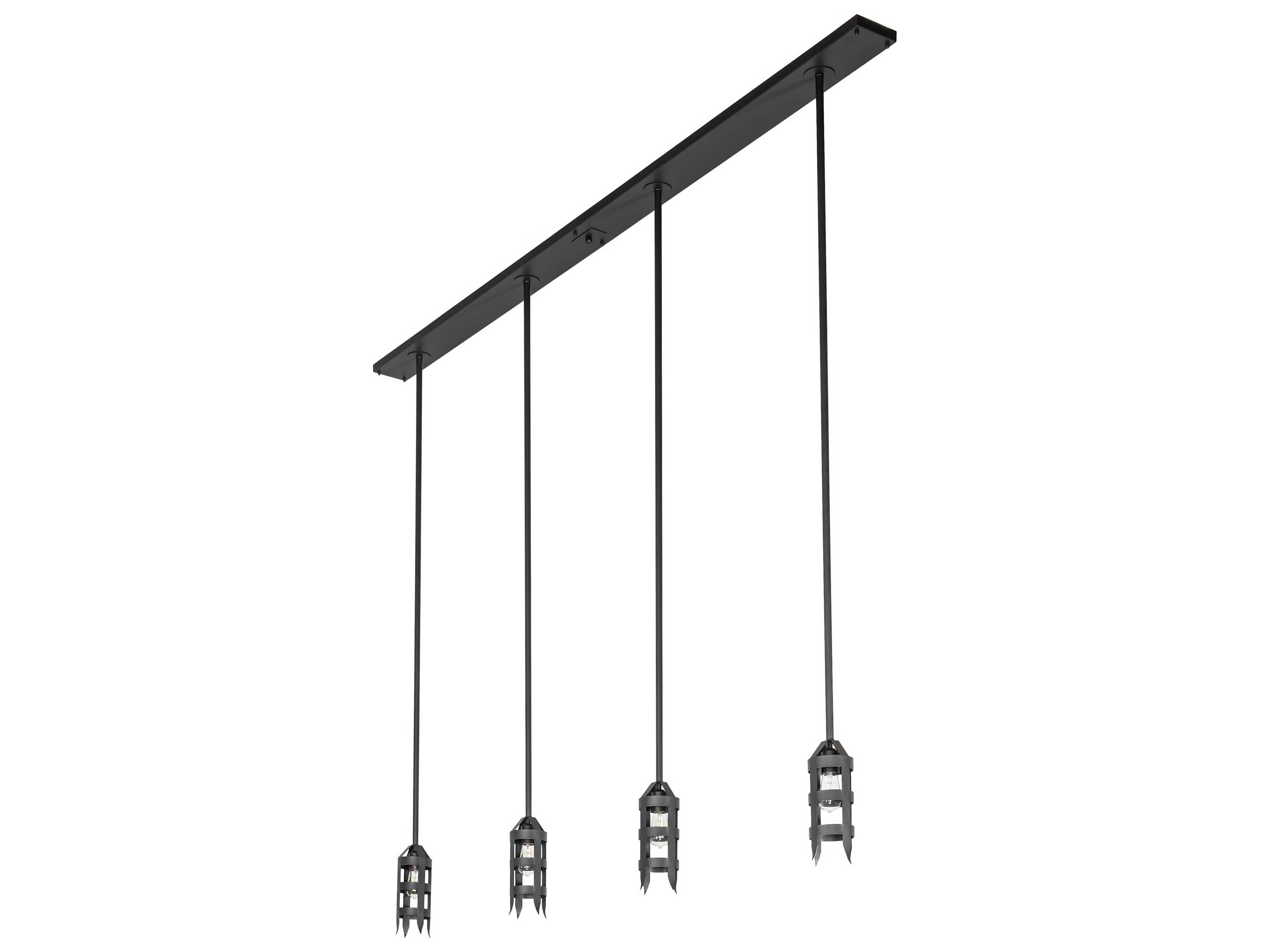 Meyda 4-Light Wrought Iron Black Linear Island Pendant