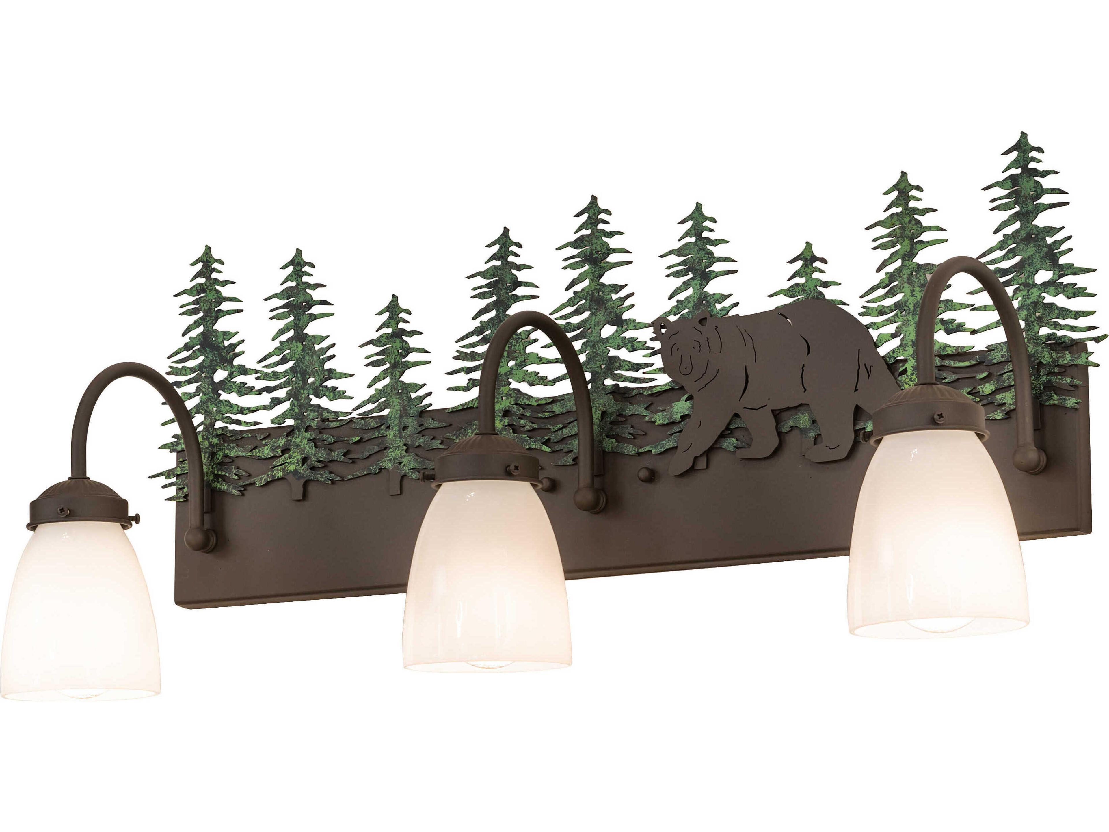 Lone Bear 3-Light Timeless Bronze Glass Vanity Light