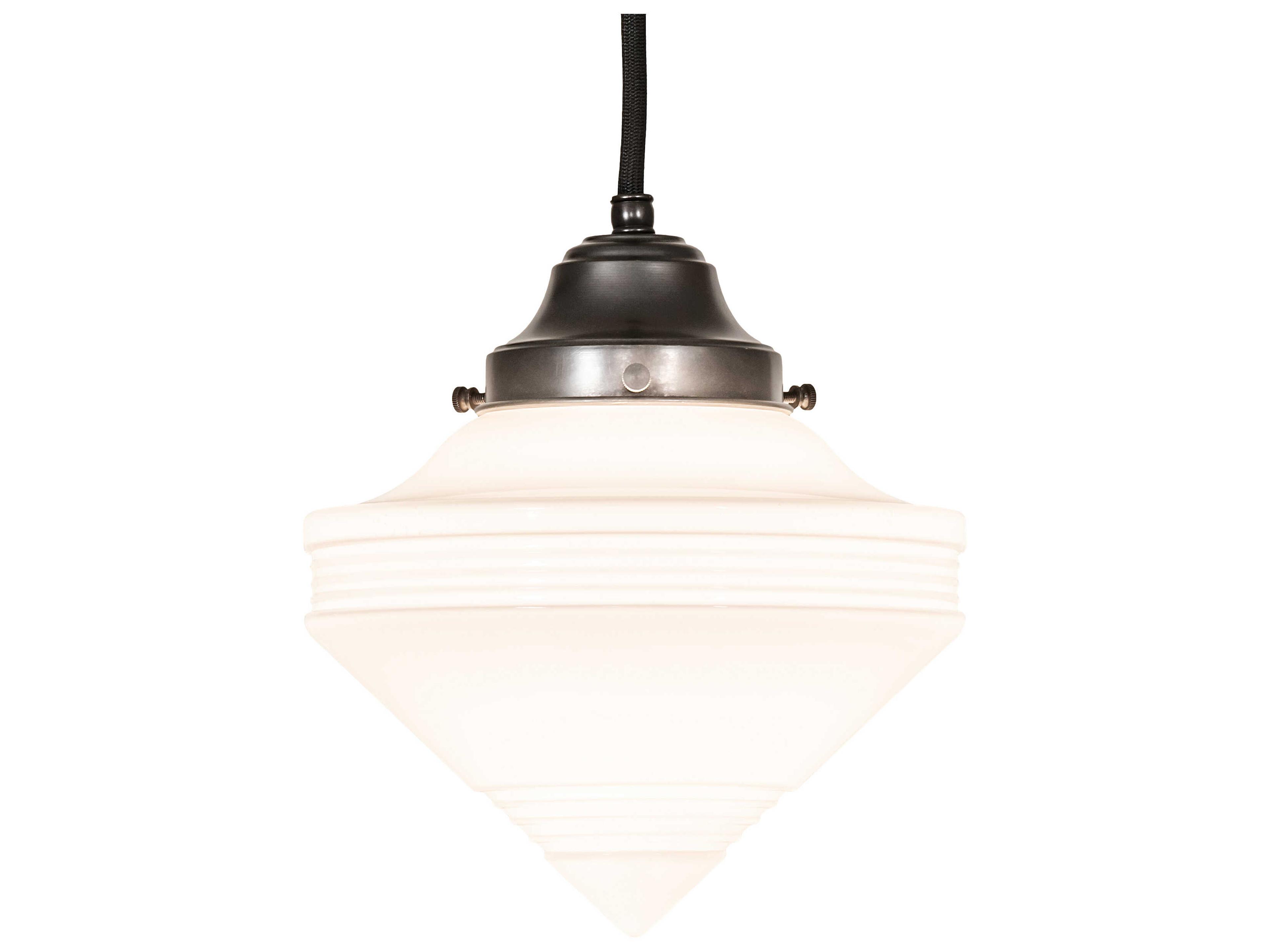 Meyda Revival Schoolhouse 1-Light Craftsman Brown Glass Mini Pendant