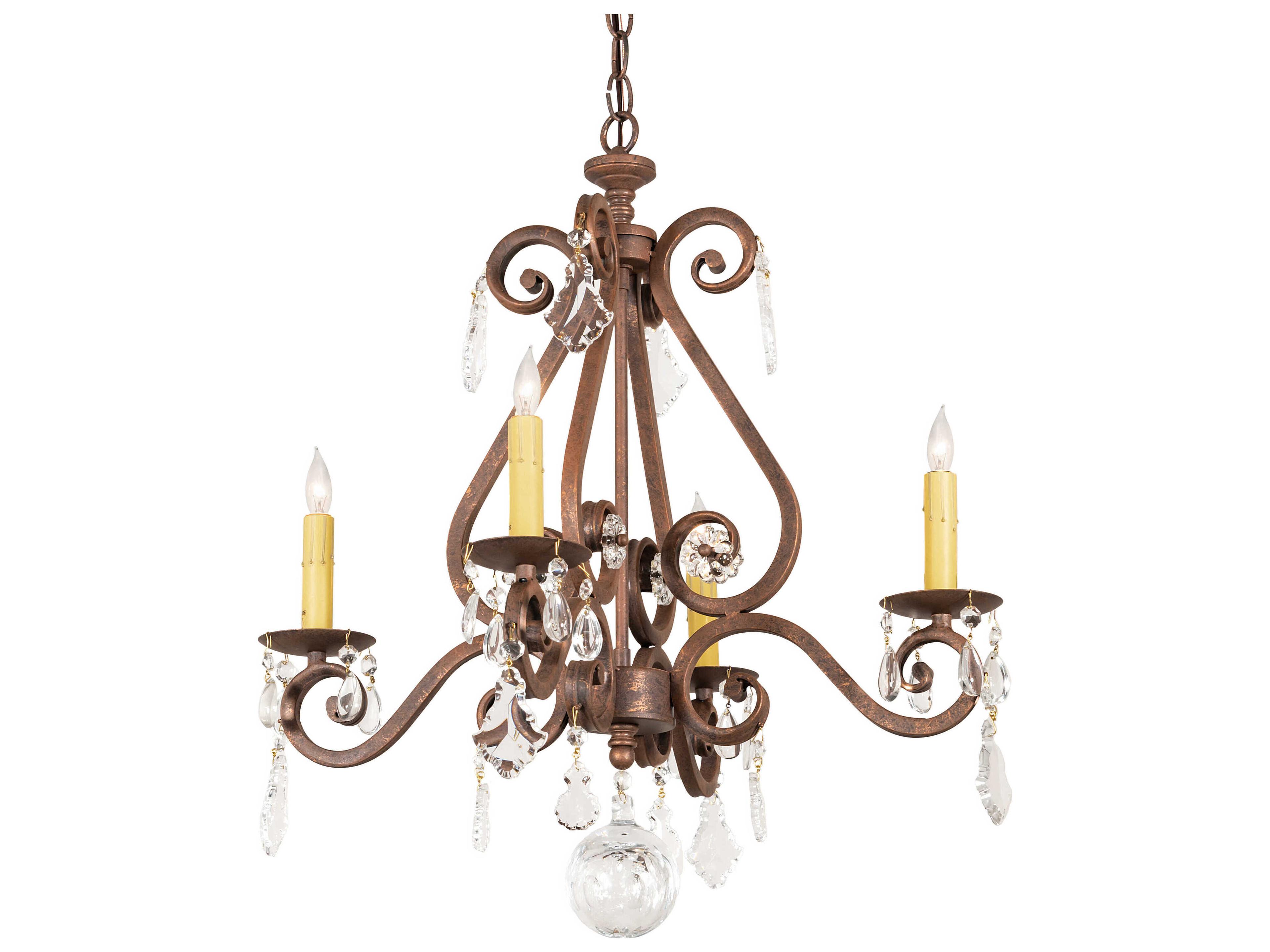 Adrianna 4-Light Rust Crystal Copper Candelabra Chandelier