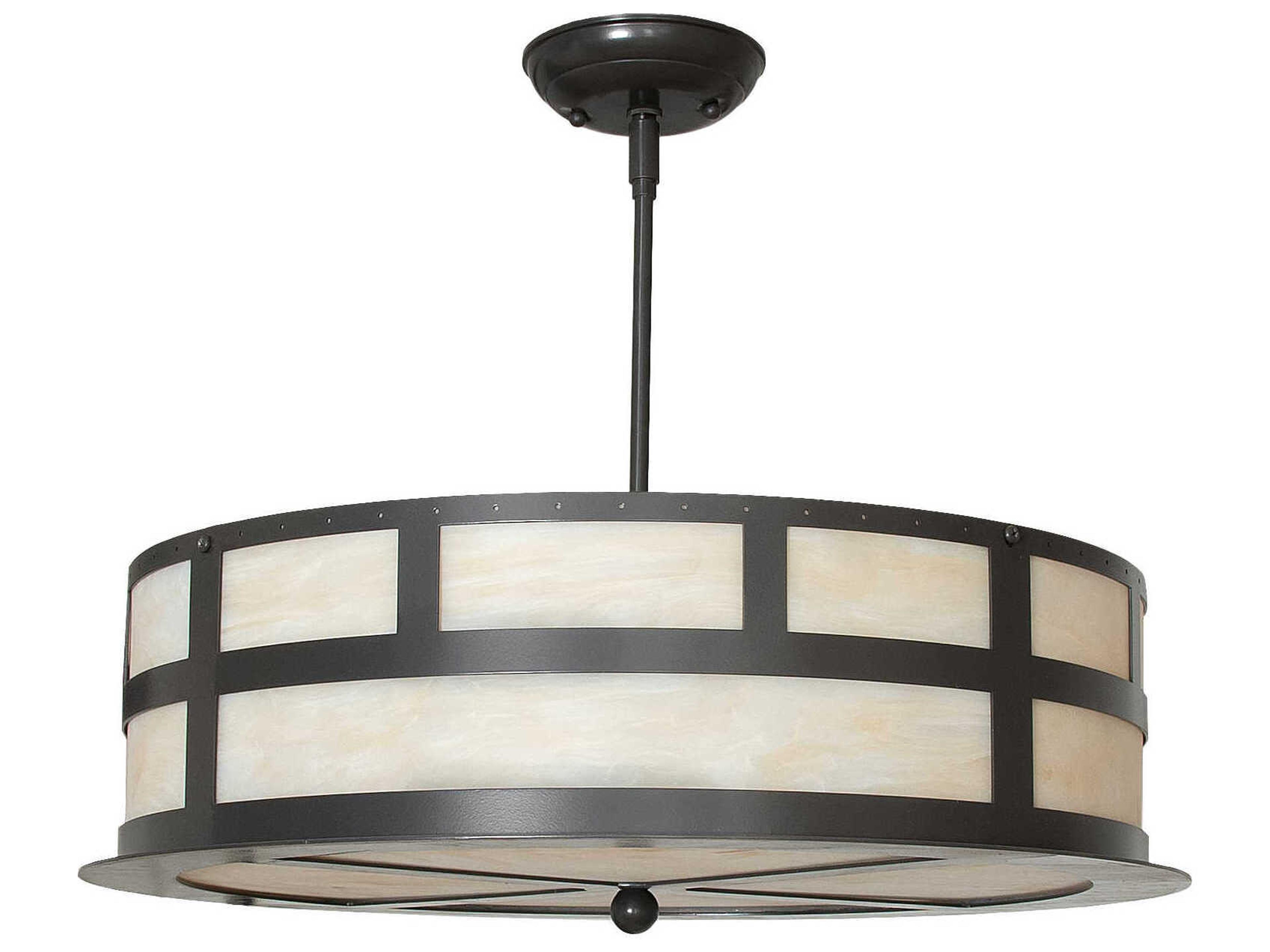 Meyda 4-Light Timeless Bronze Glass Drum Pendant
