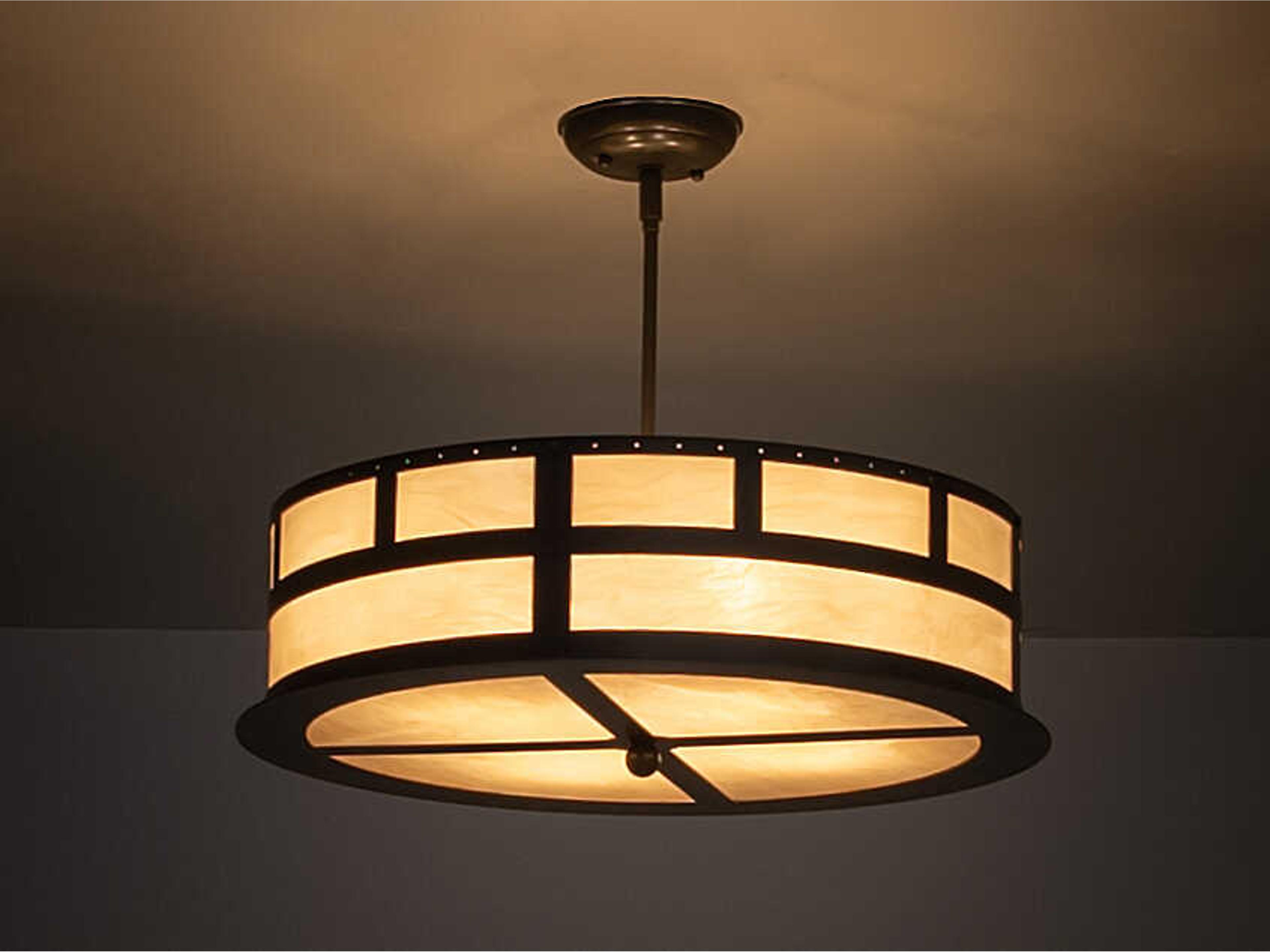 Meyda 4-Light Timeless Bronze Glass Drum Pendant