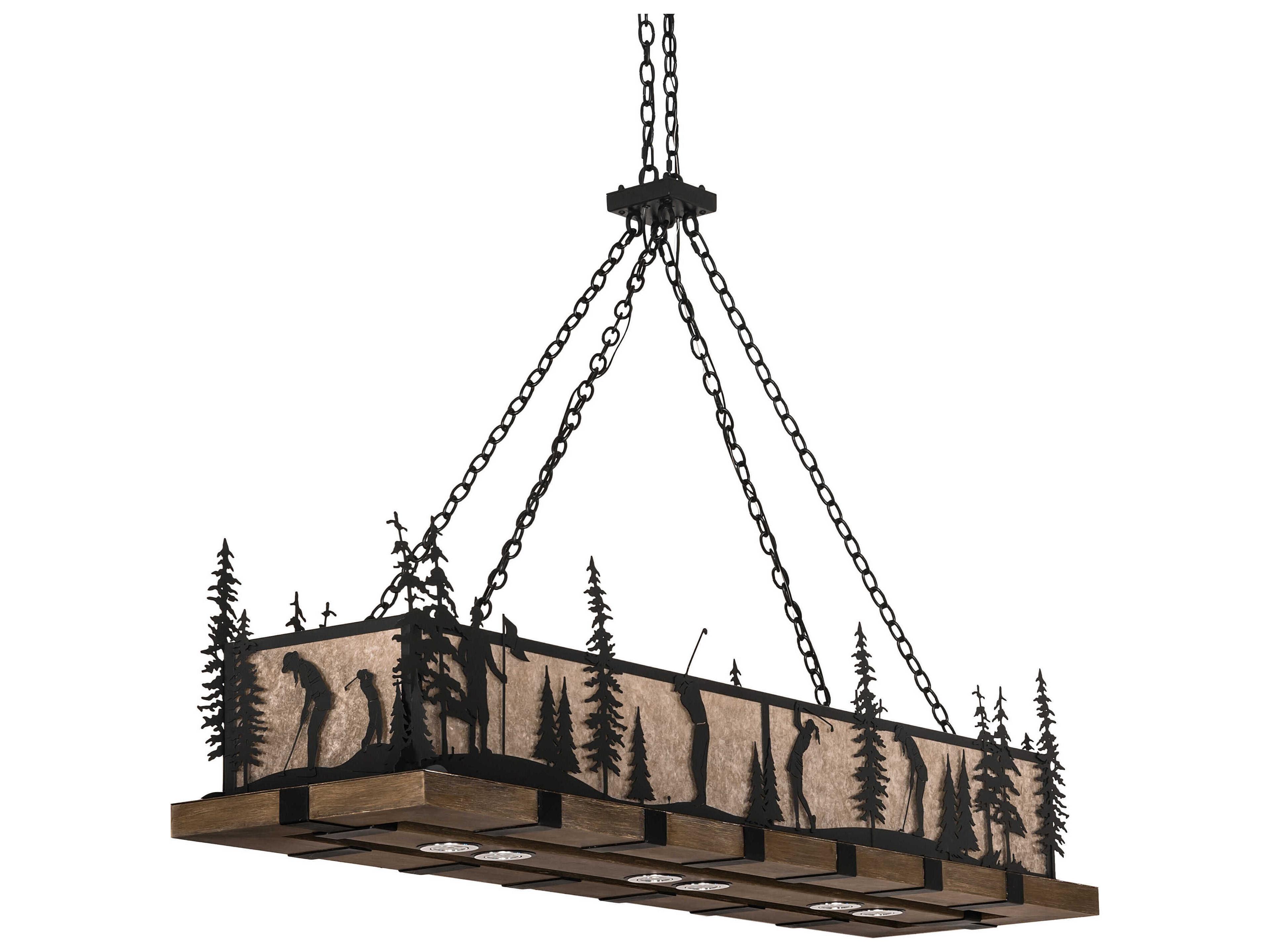 Meyda 4-Light Blackwash Faux Walnut Wood Glass LED Island Pendant