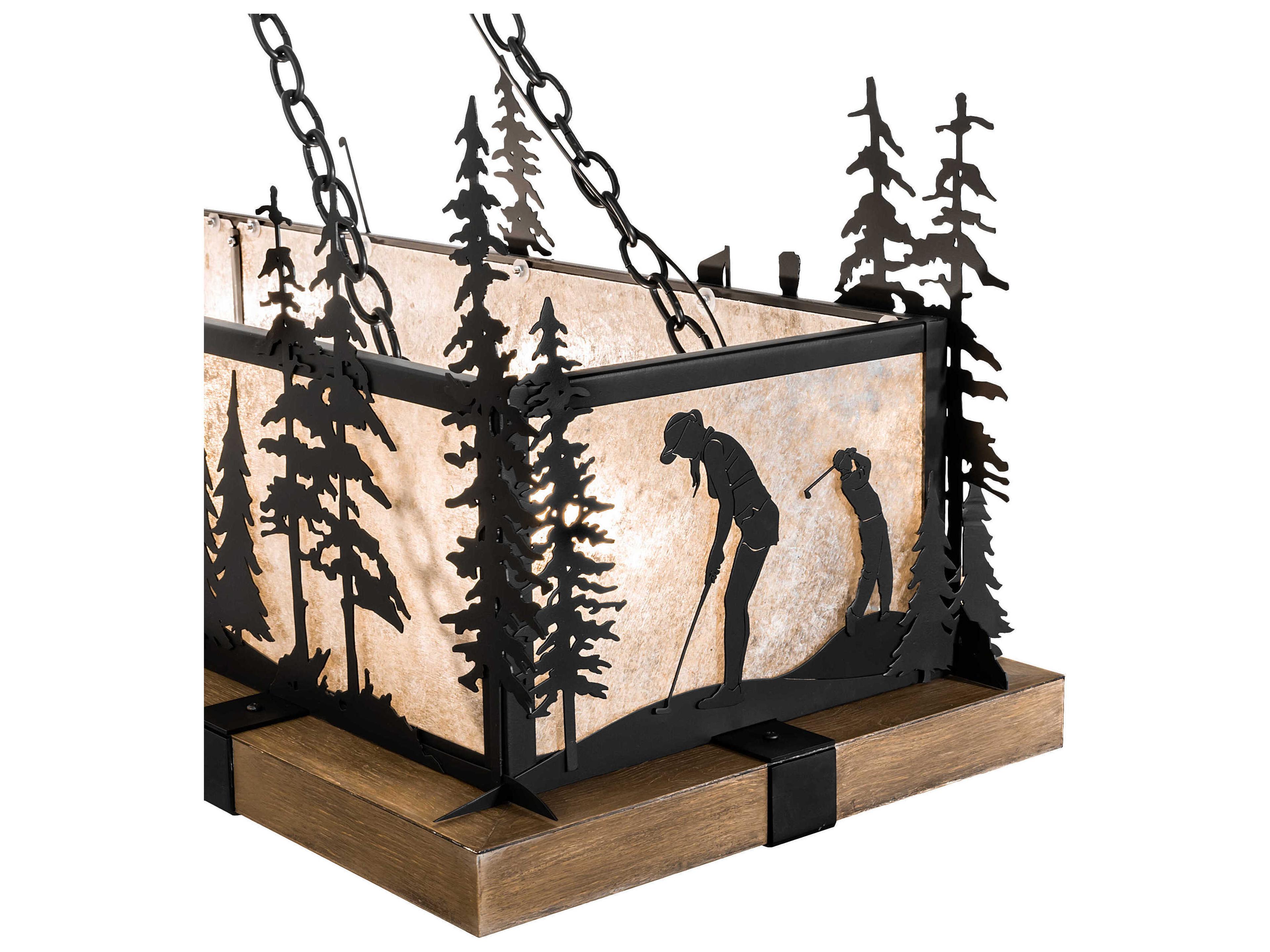 Meyda 4-Light Blackwash Faux Walnut Wood Glass LED Island Pendant