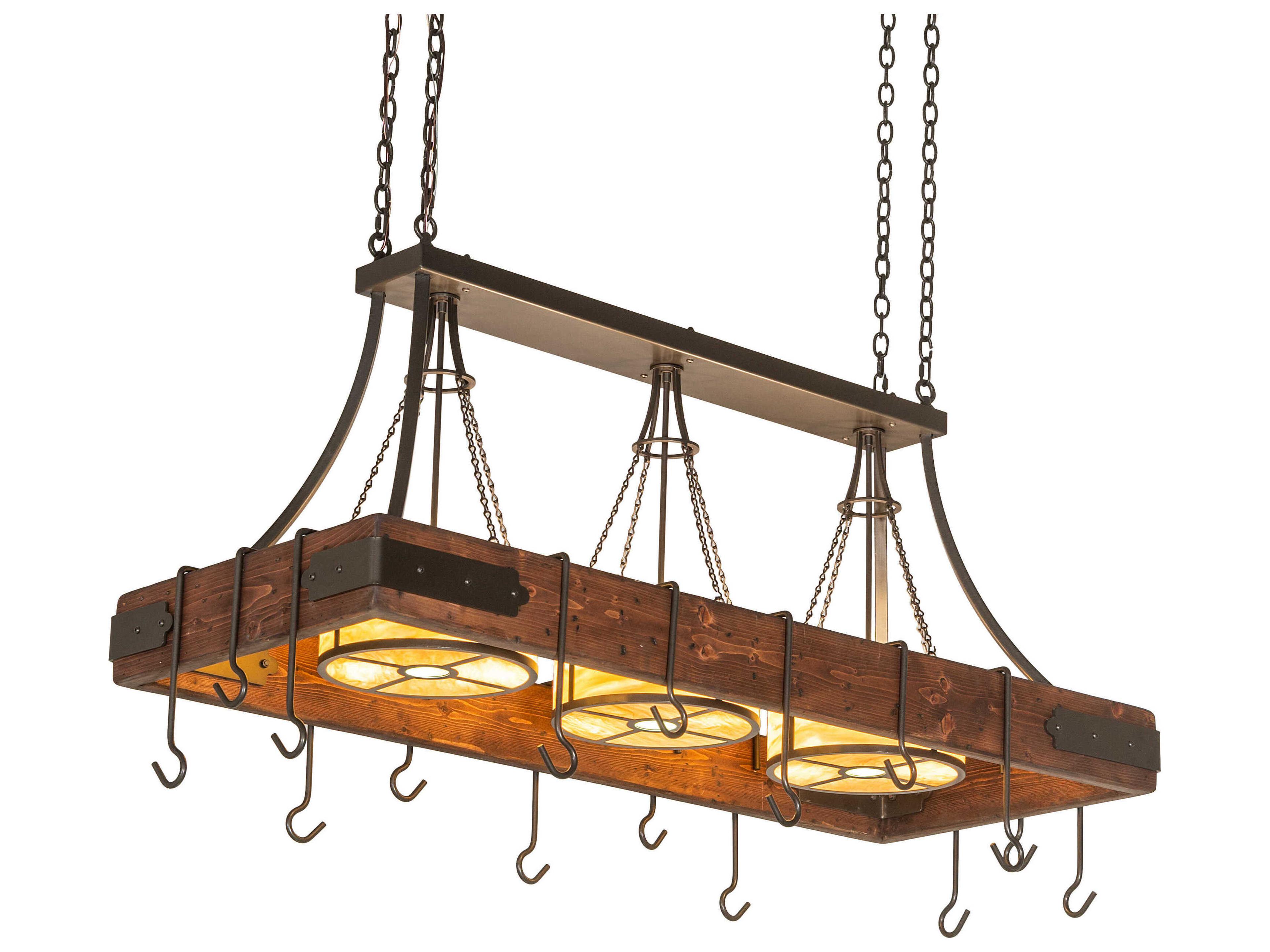 9-Light Bronze Natural Wood Island Pendant