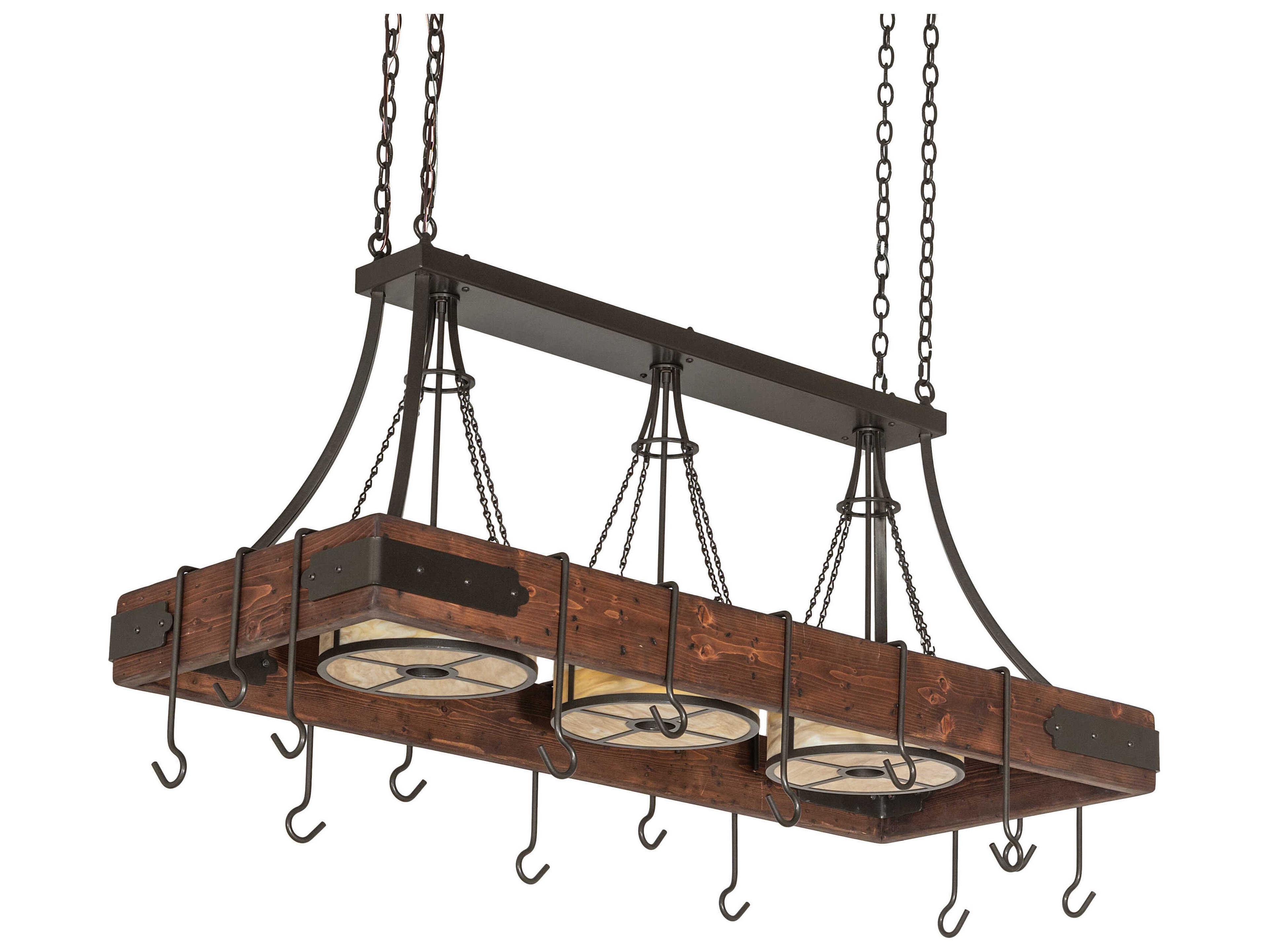 Meyda 9-Light Bronze Natural Wood Island Pendant
