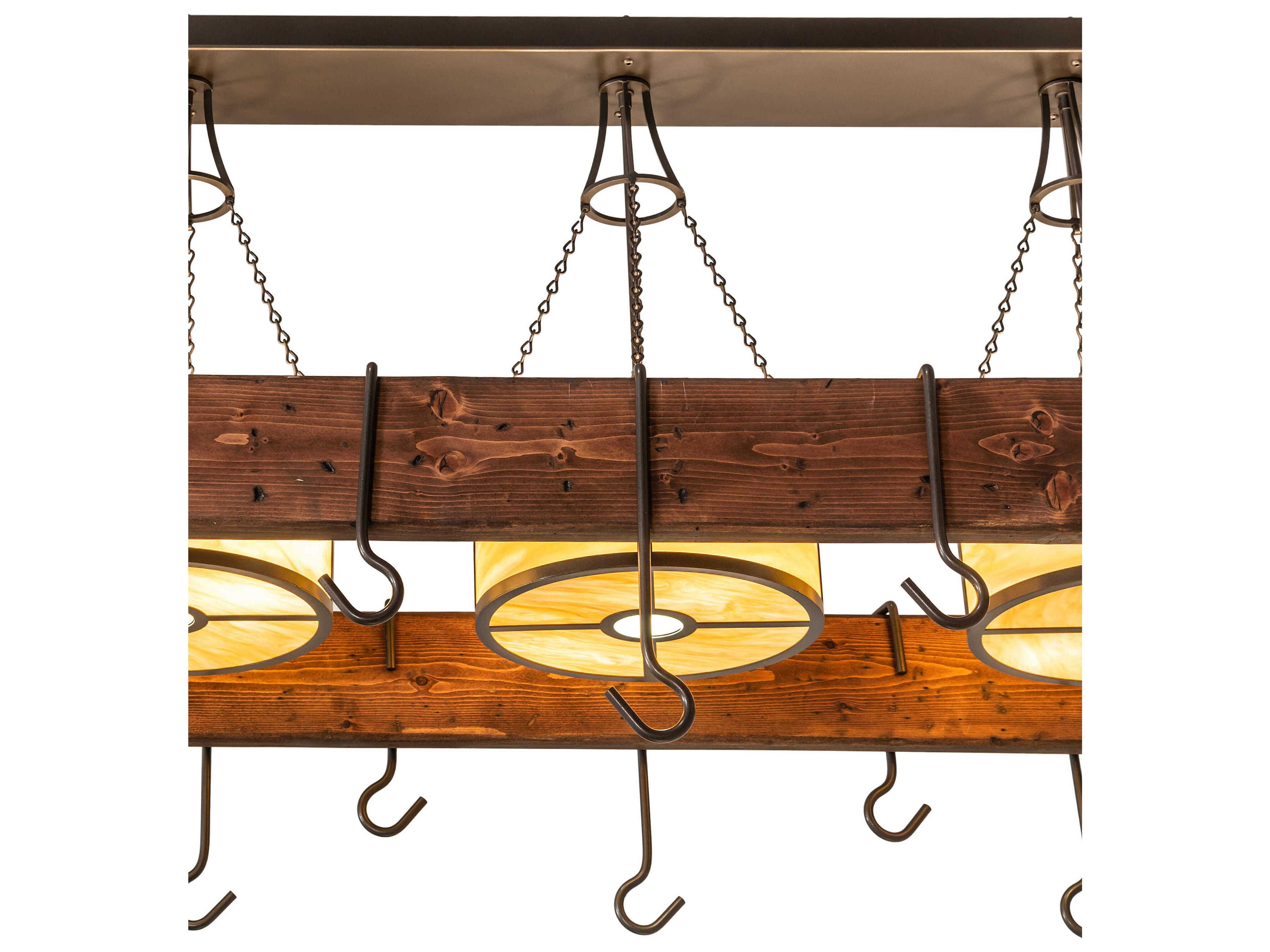 Meyda 9-Light Bronze Natural Wood Island Pendant