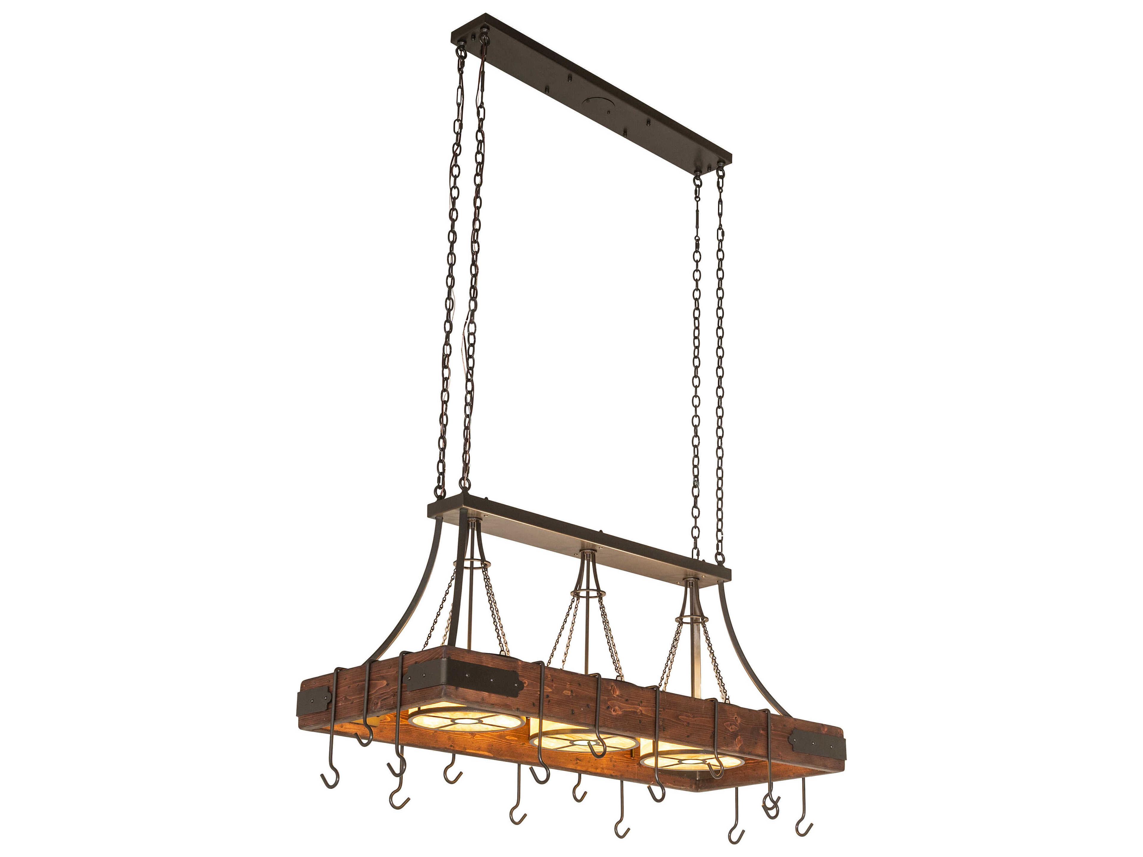 Meyda 9-Light Bronze Natural Wood Island Pendant