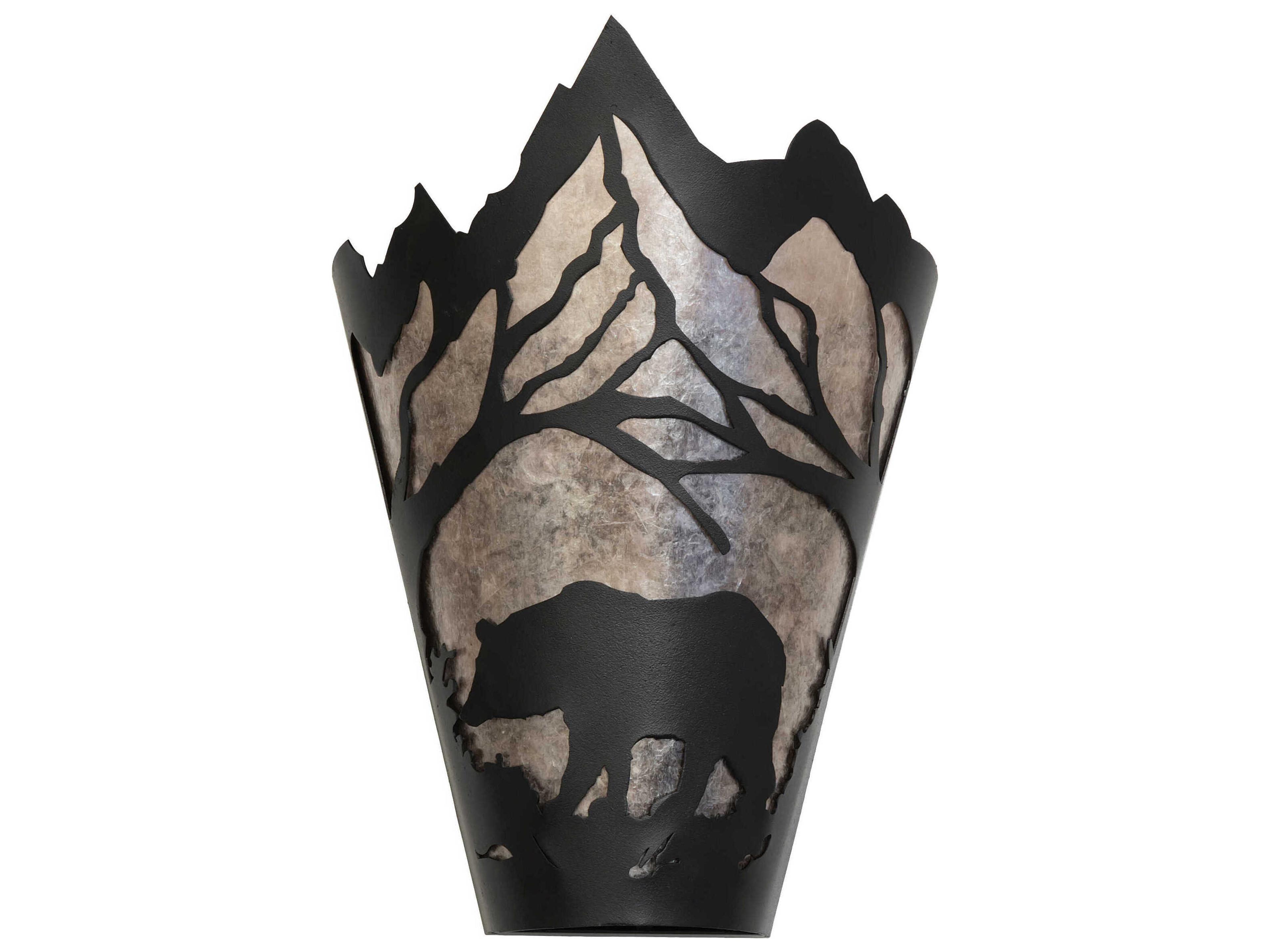 Meyda Bear At Dawn 1-Light Textured Black Glass Wall Sconce