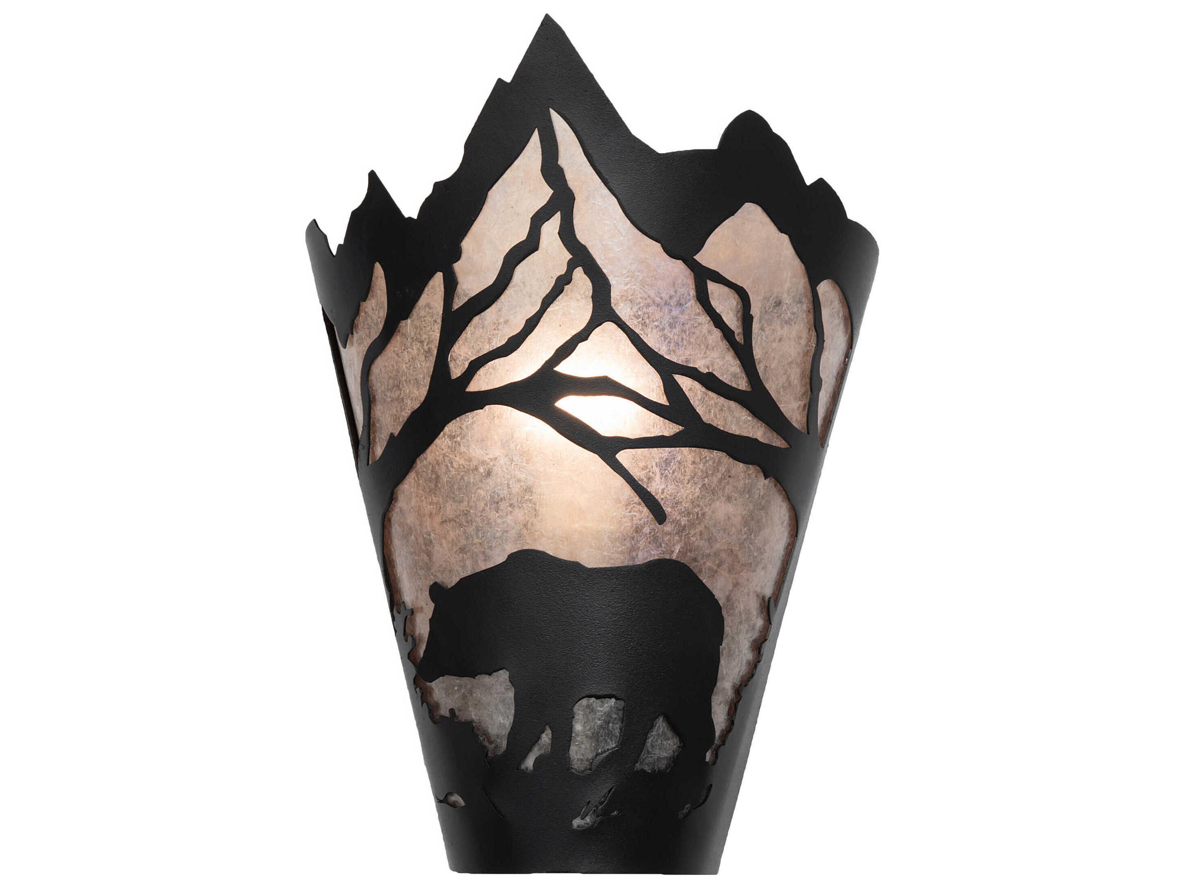 Meyda Bear At Dawn 1-Light Textured Black Glass Wall Sconce