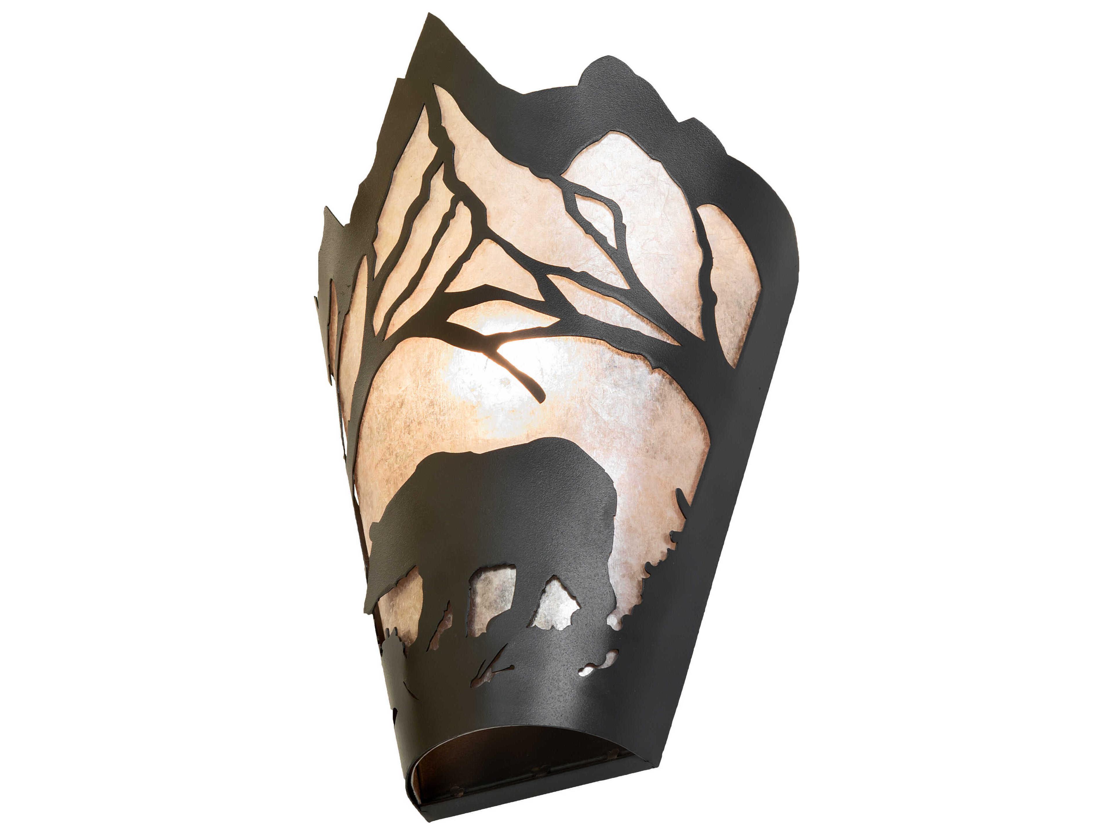 Meyda Bear At Dawn 1-Light Textured Black Glass Wall Sconce