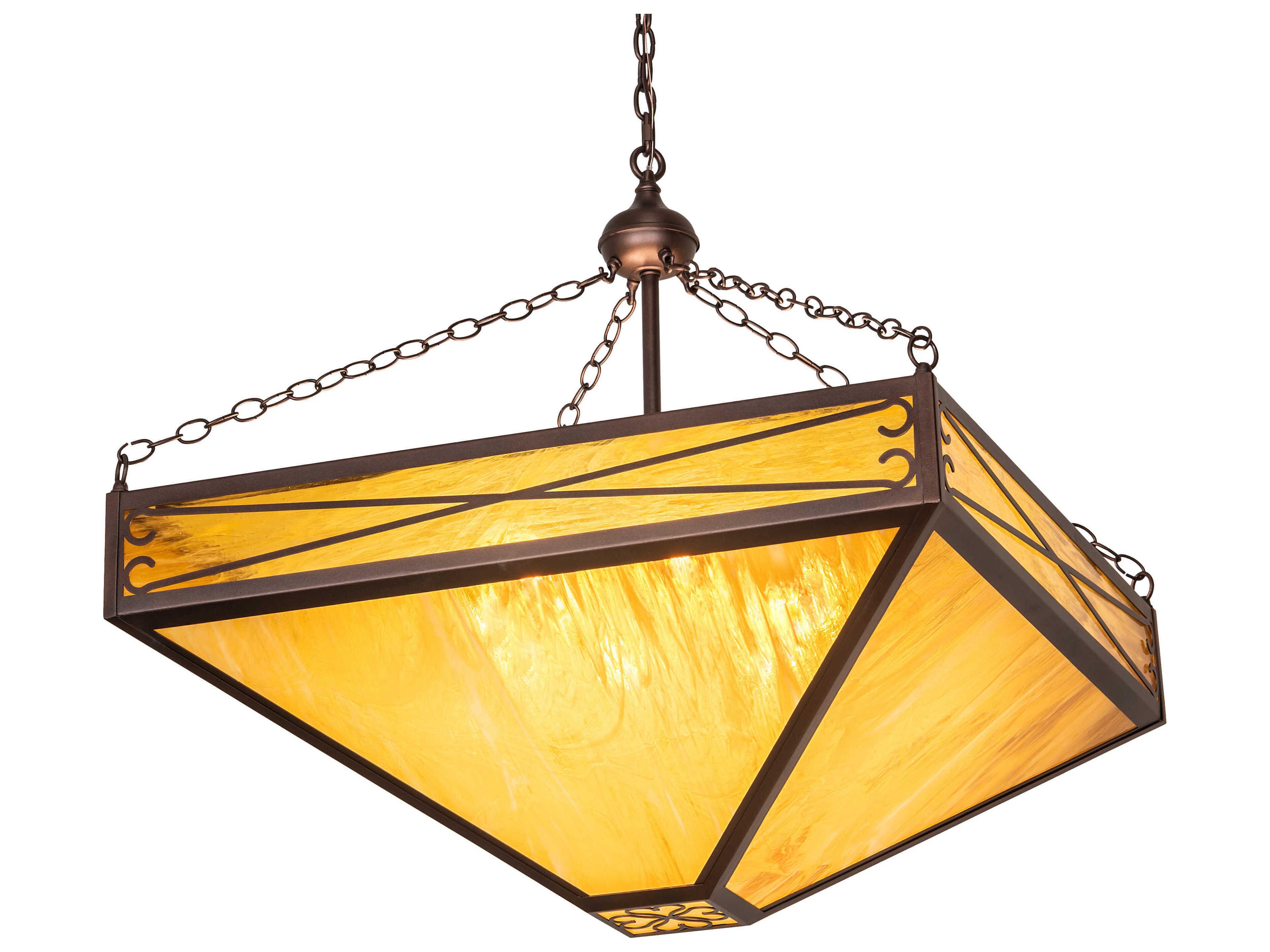 6-Light Mahogany Bronze Glass Empire Pendant