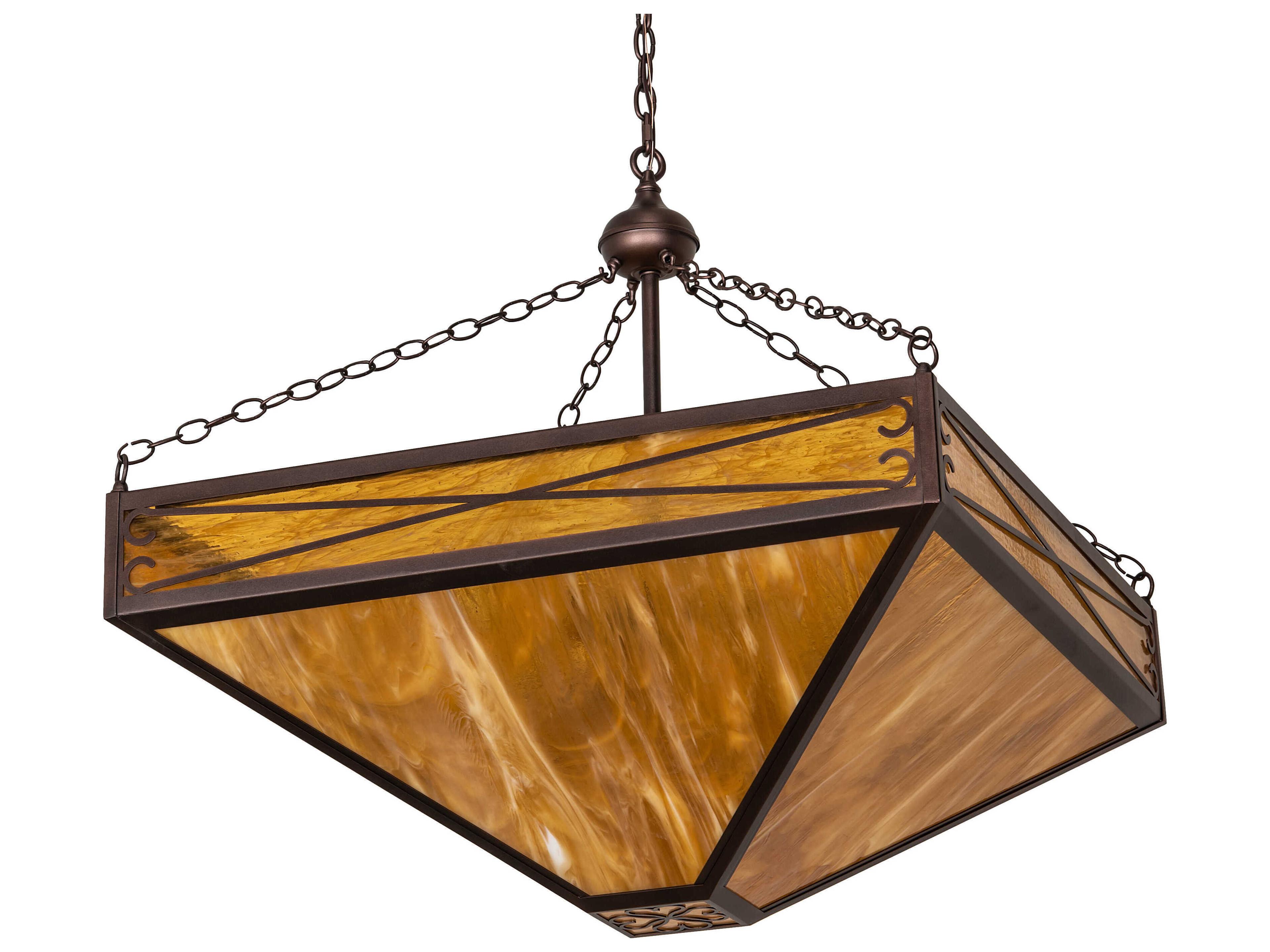 Meyda 6-Light Mahogany Bronze Glass Empire Pendant