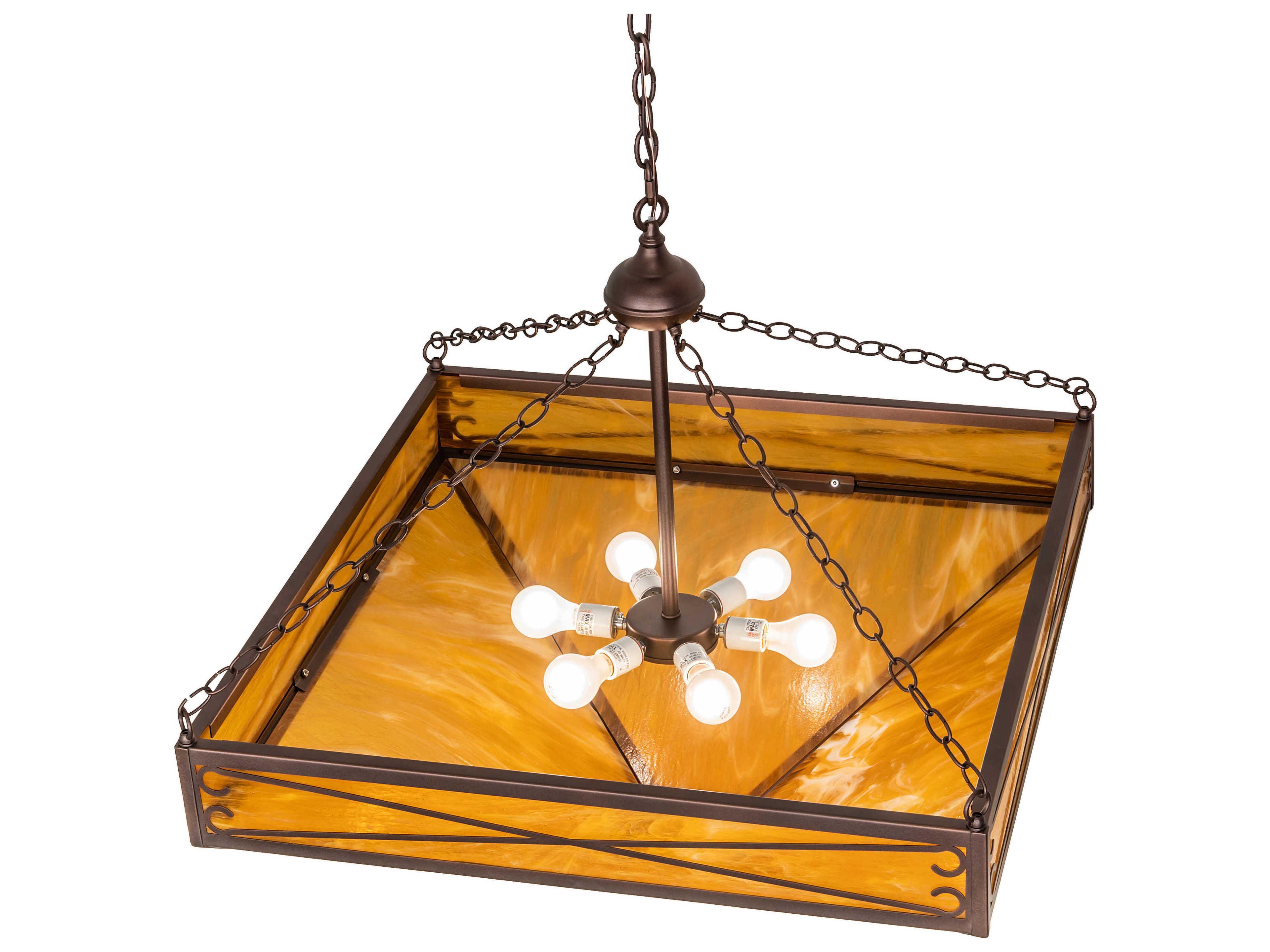 Meyda 6-Light Mahogany Bronze Glass Empire Pendant