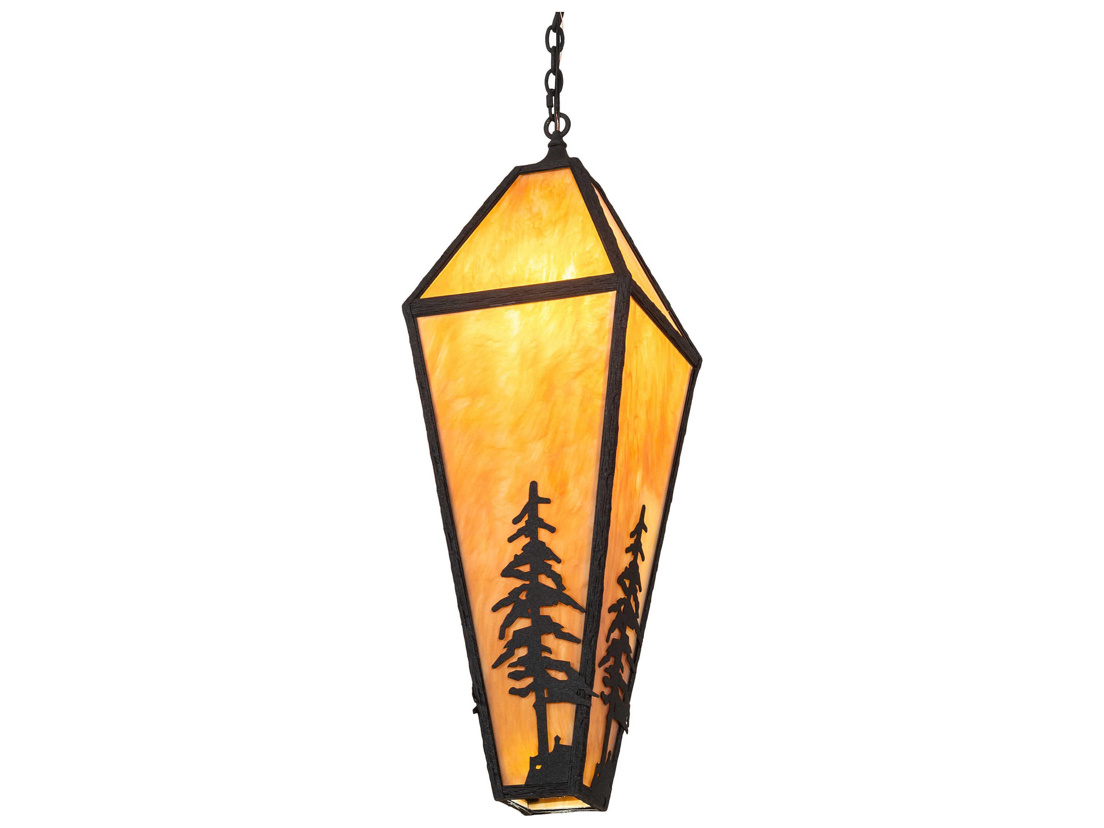Lone Pine 4-Light Black Glass Pendant