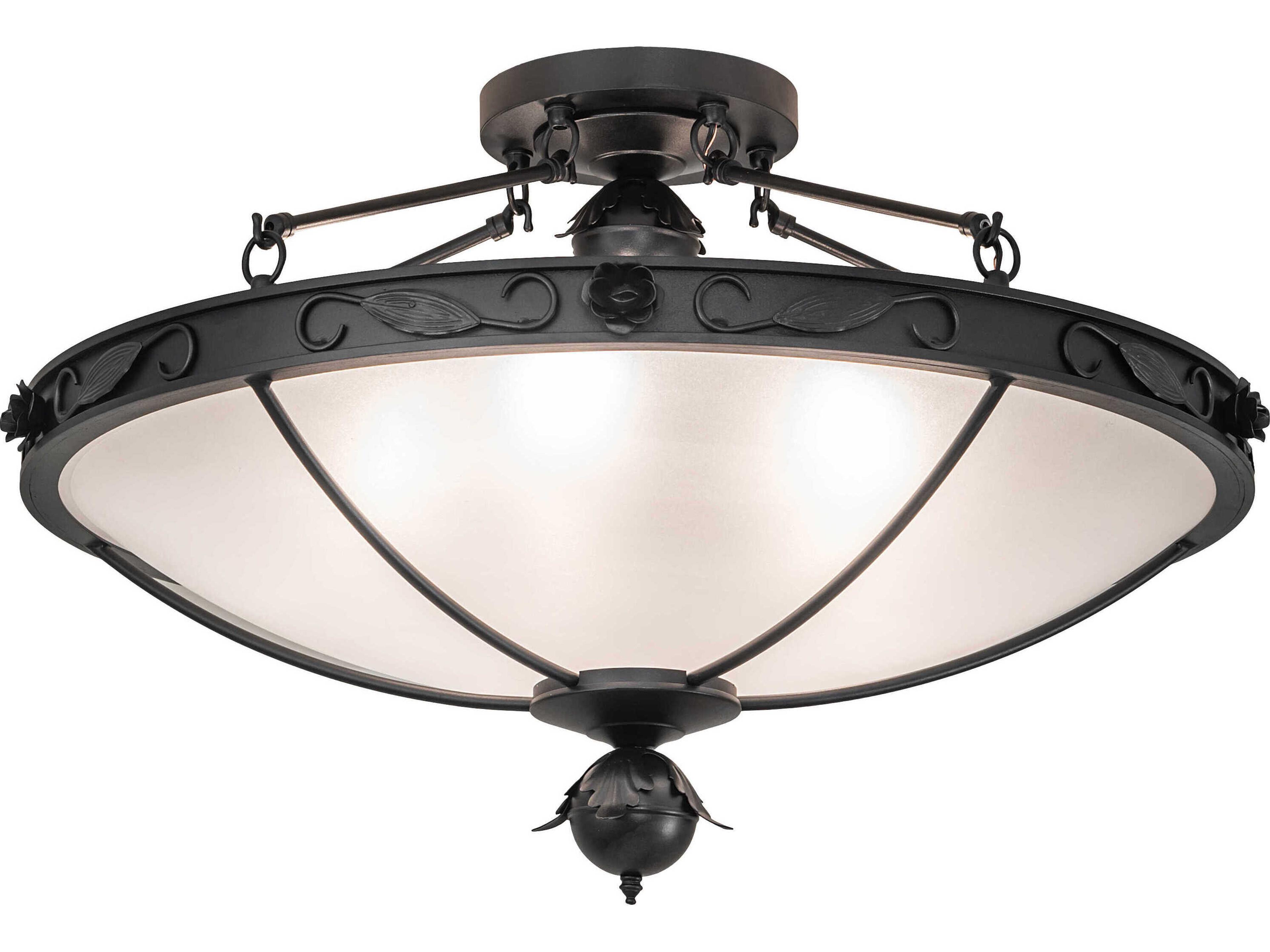 Arabesque 5-Light Textured Black Glass Bowl Semi Flush Mount