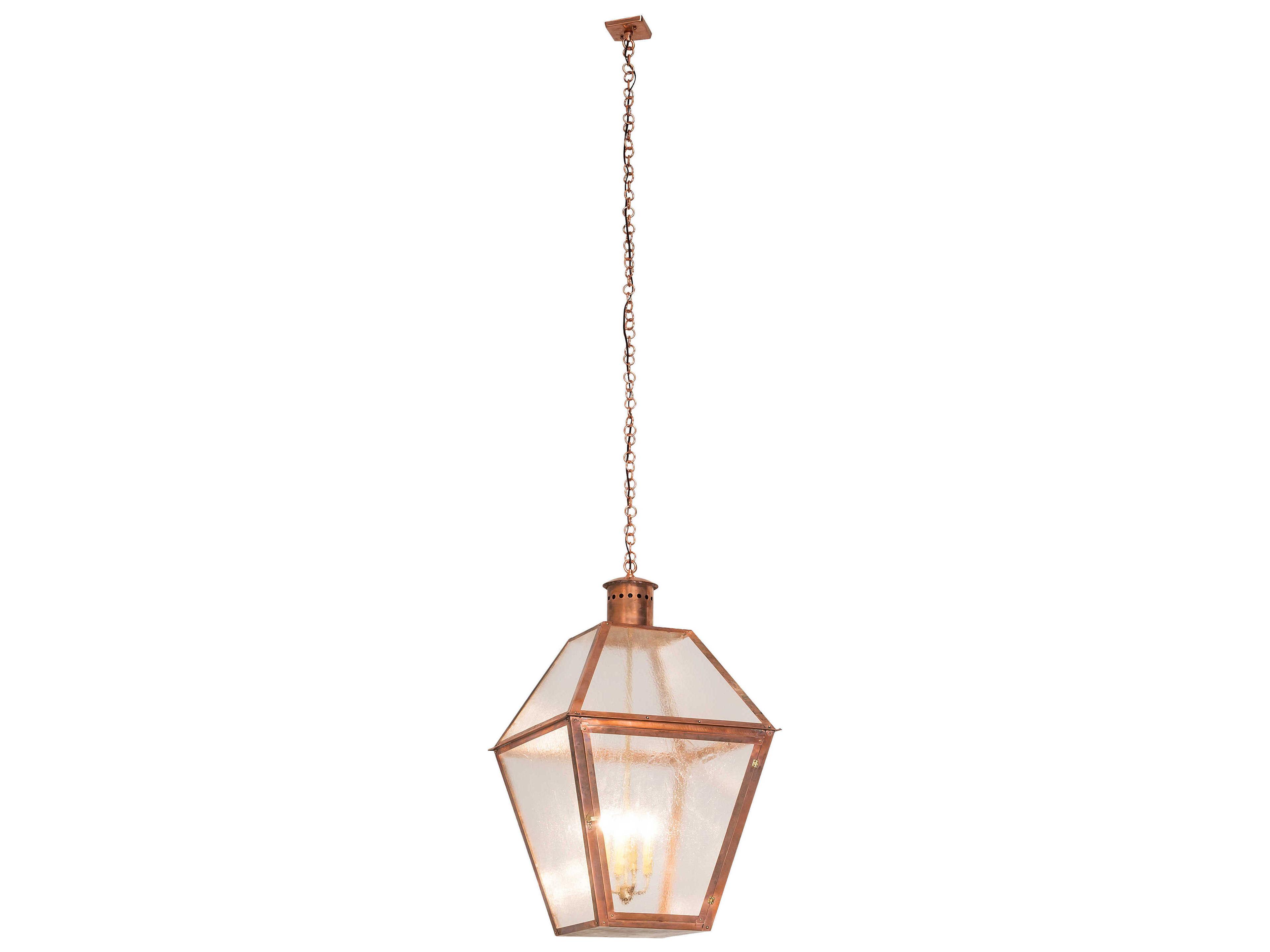 Falmouth 4-Light Copper Natural Brass Glass LED Lantern Pendant