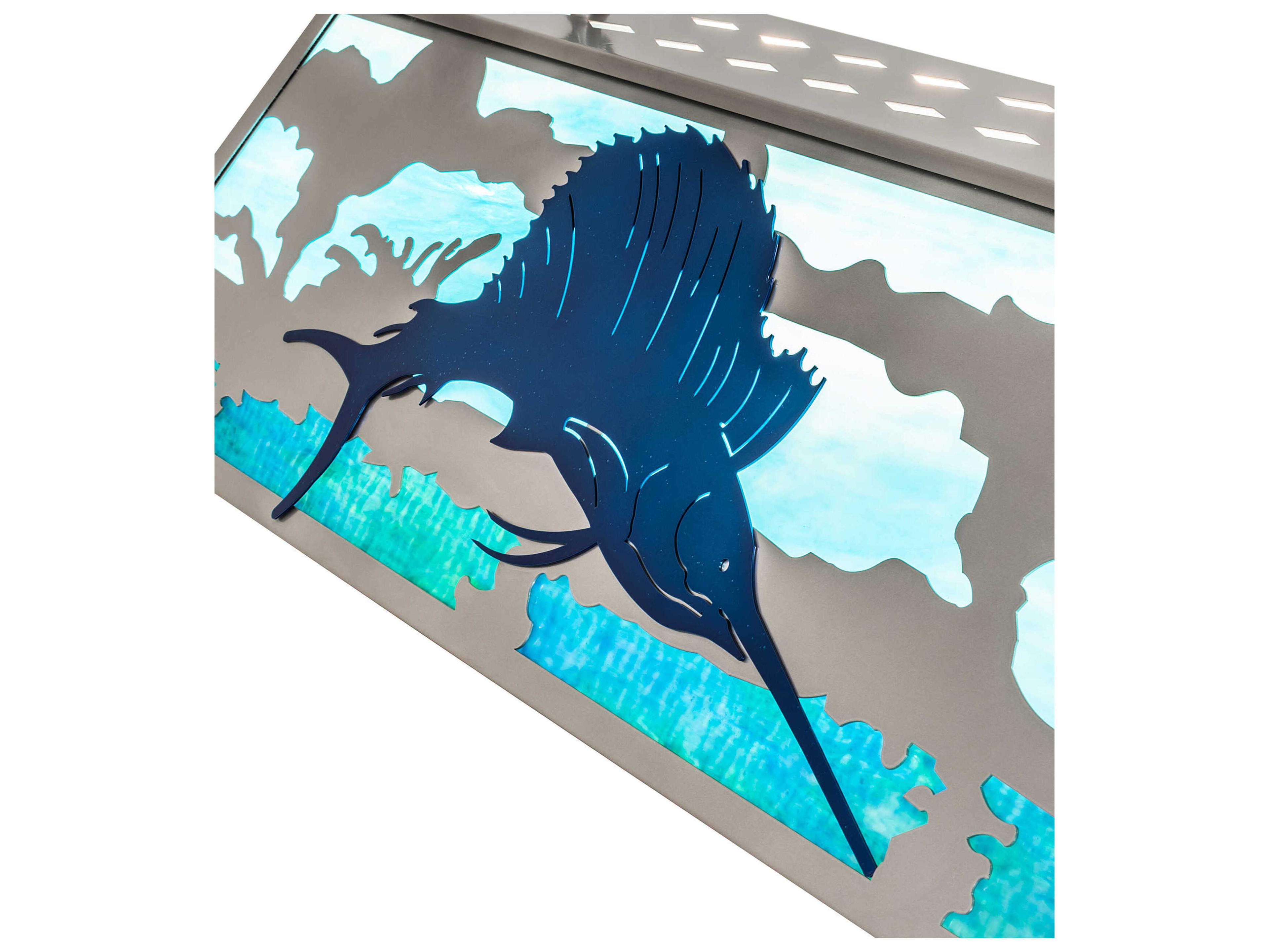 Meyda 6-Light Steel Blue Glass Empire Island Pendant