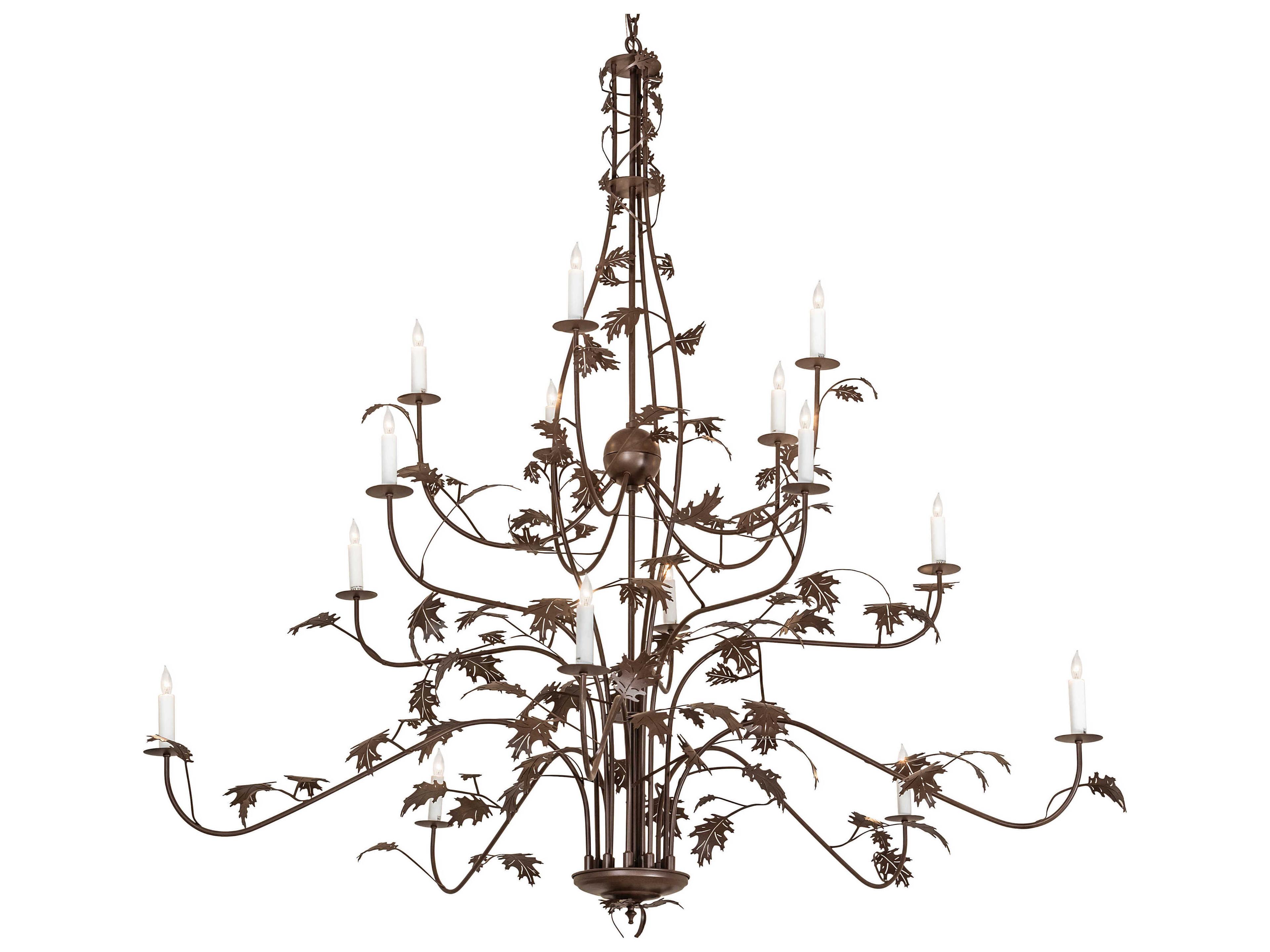 Oak Leaf 15-Light Brown Chandelier