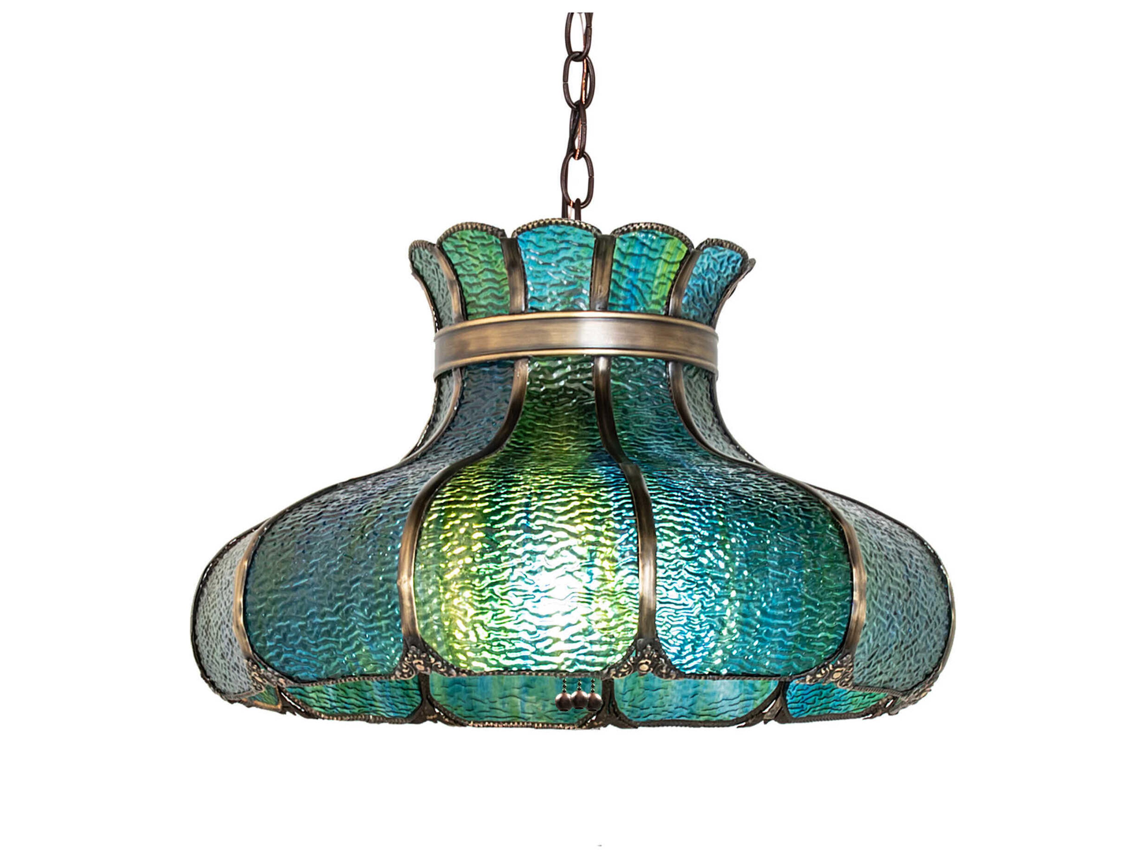 Meyda 3-Light Antique Bronze Glass Tiffany Dome Pendant