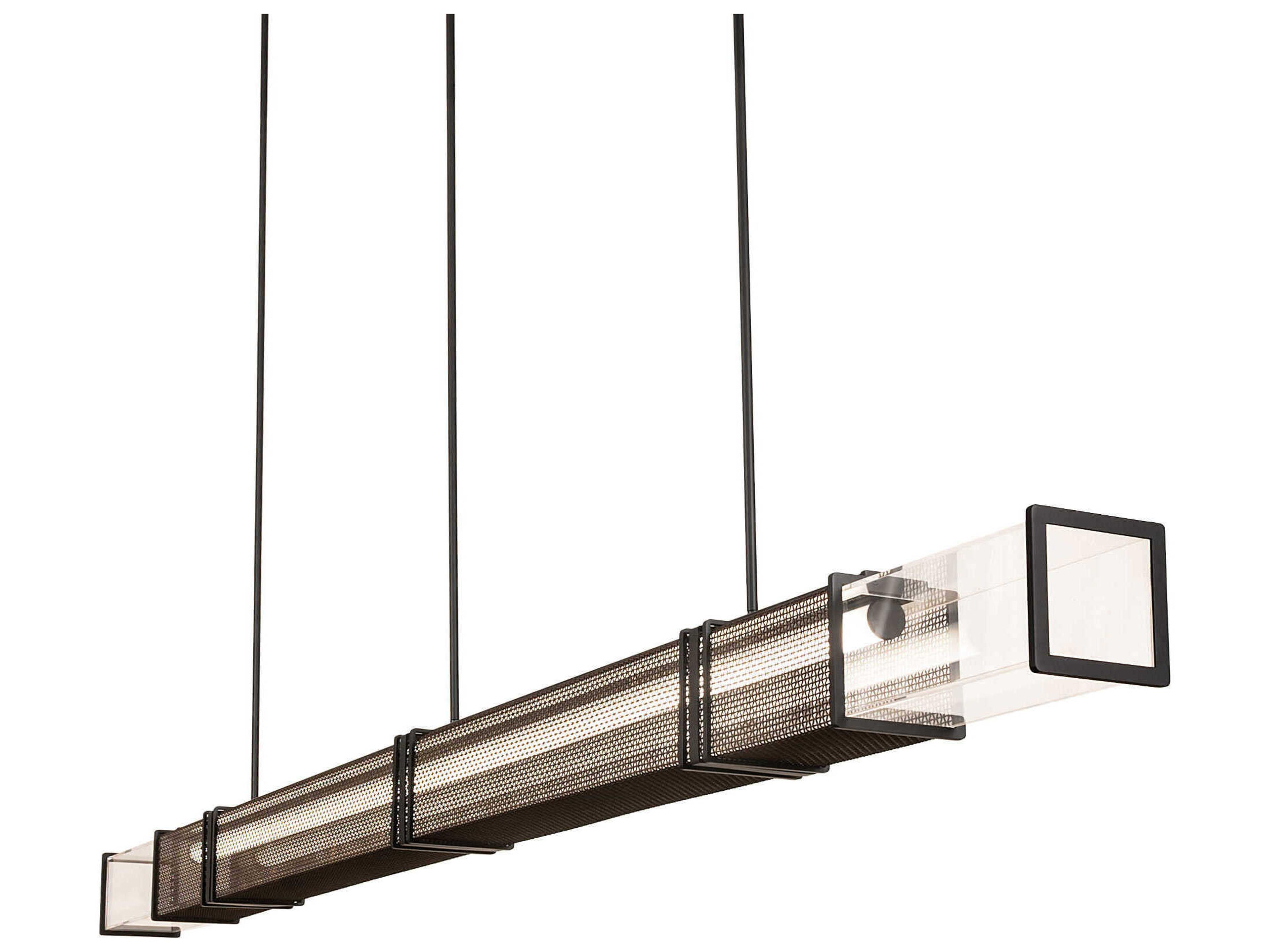 Quadrato Solar Black Gold Matte Crystal LED Linear Island Pendant