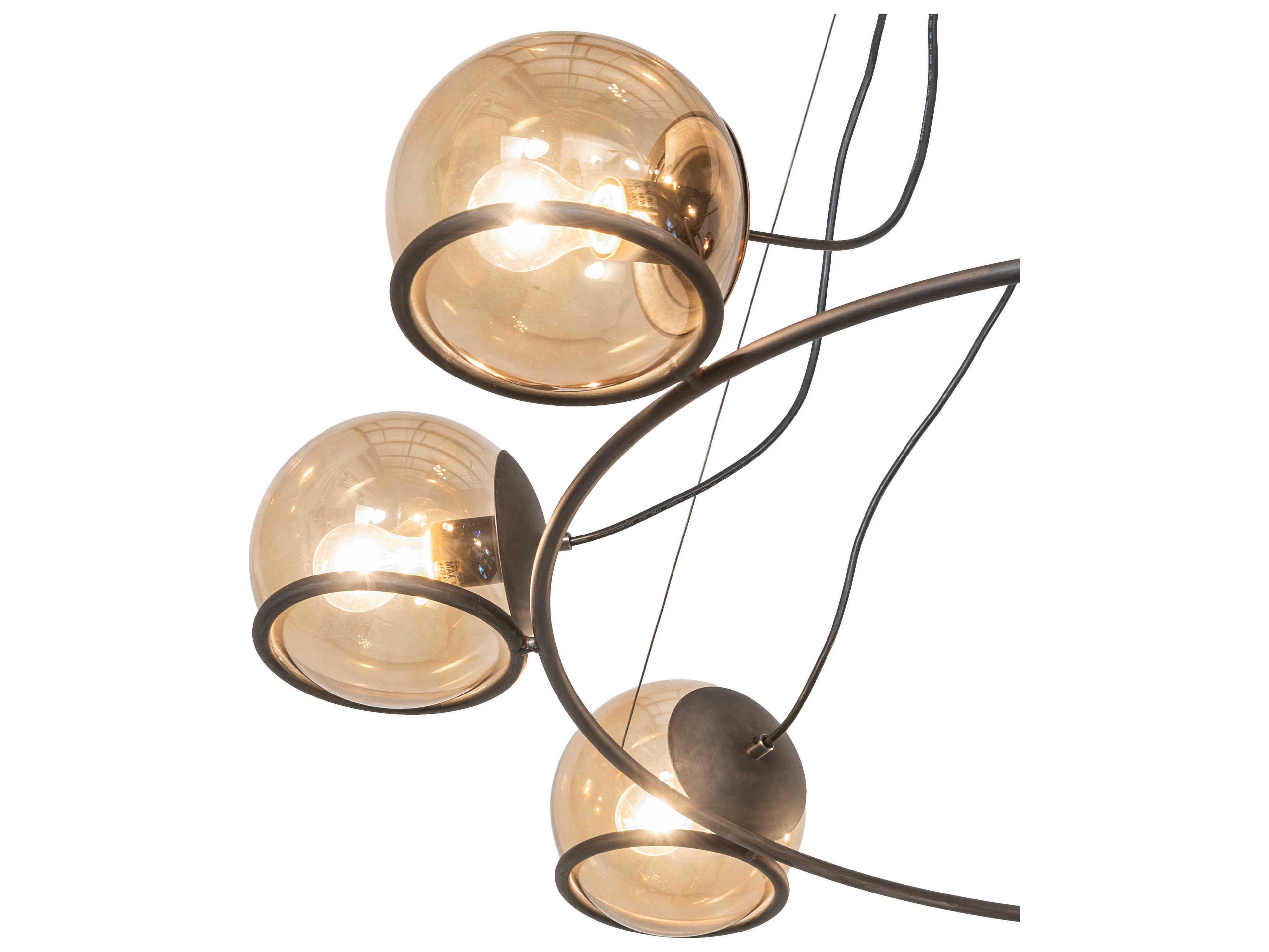Meyda 8-Light Blackened Steel Glass Globe Round Chandelier