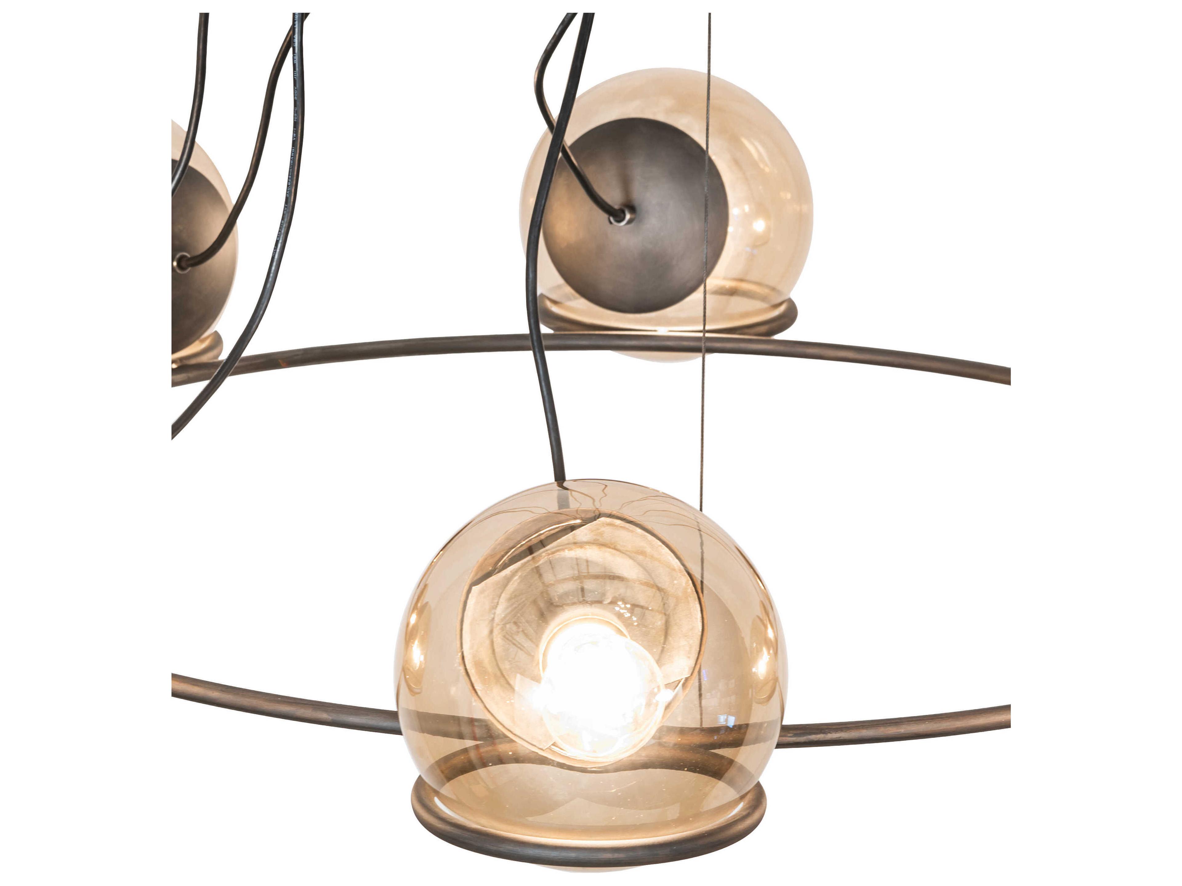 Meyda 8-Light Blackened Steel Glass Globe Round Chandelier