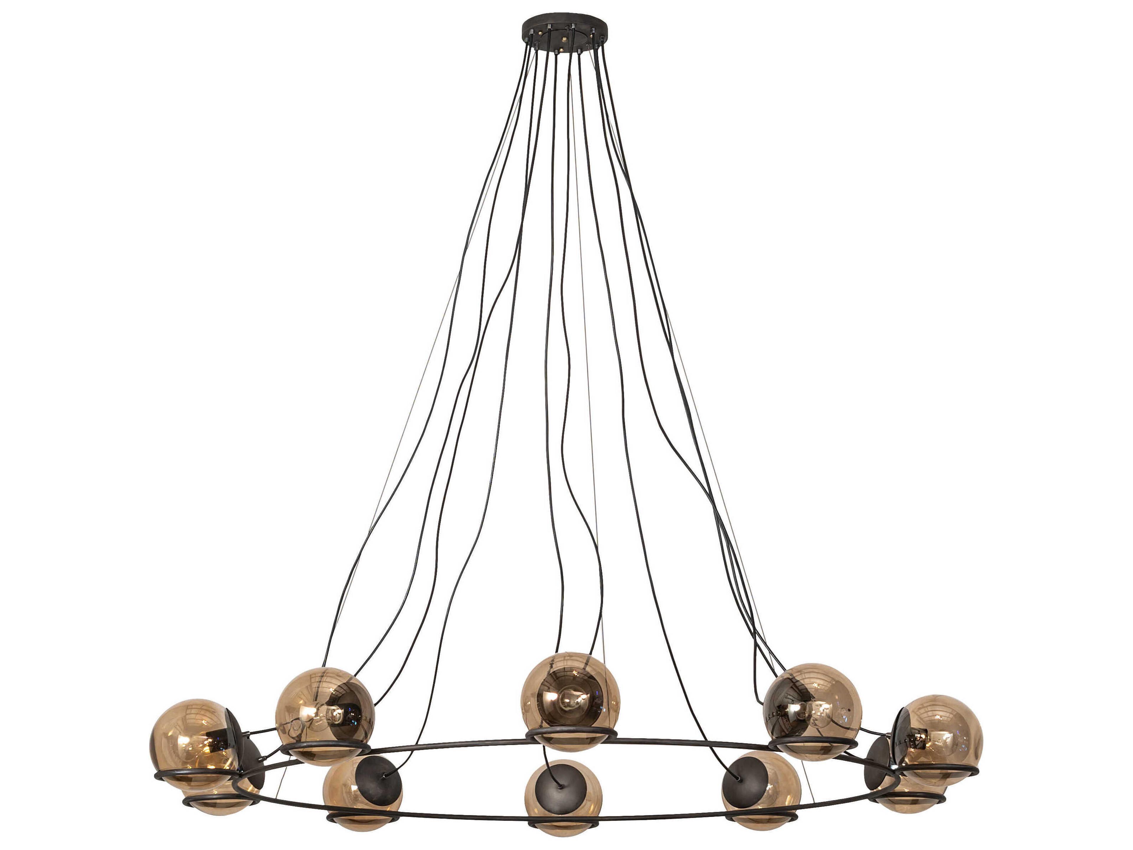 Meyda 10-Light Blackened Steel Glass Globe Chandelier