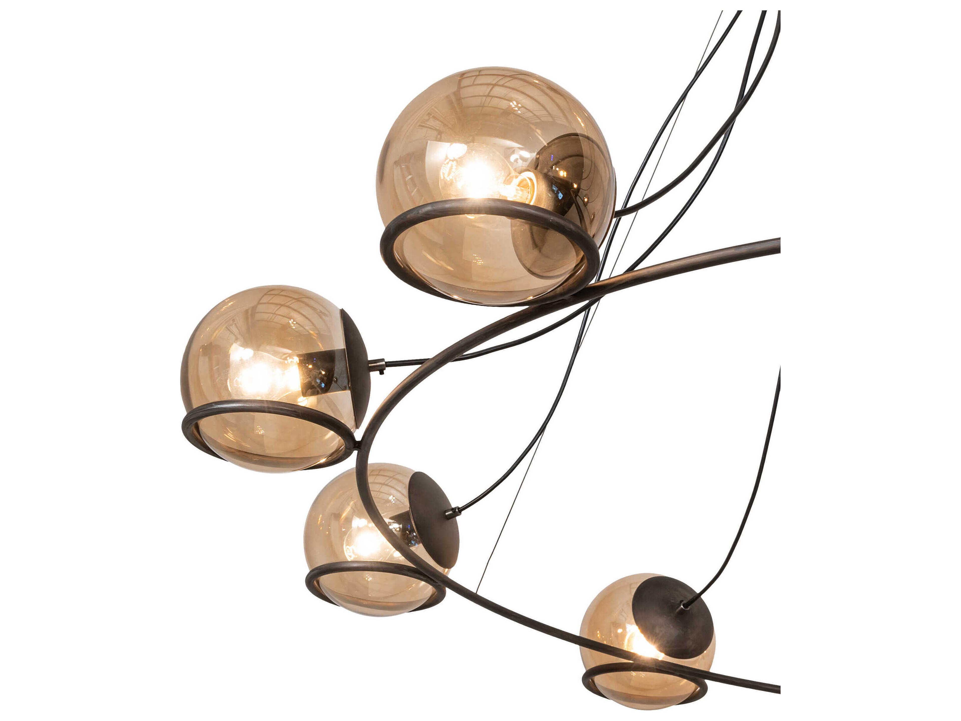 Meyda 10-Light Blackened Steel Glass Globe Chandelier