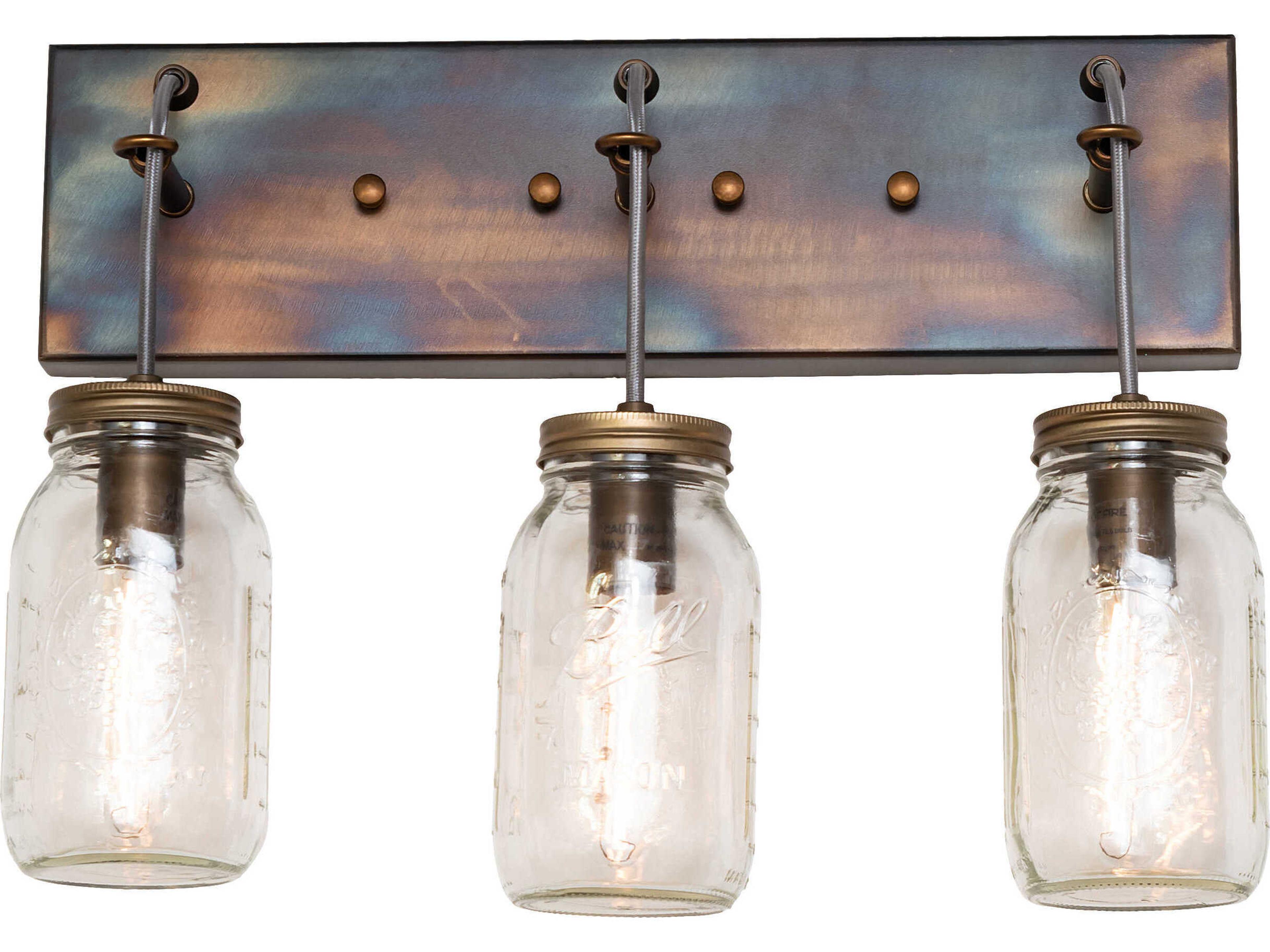 Mason Jar 3-Light Light Burnished Antique Copper Vanity