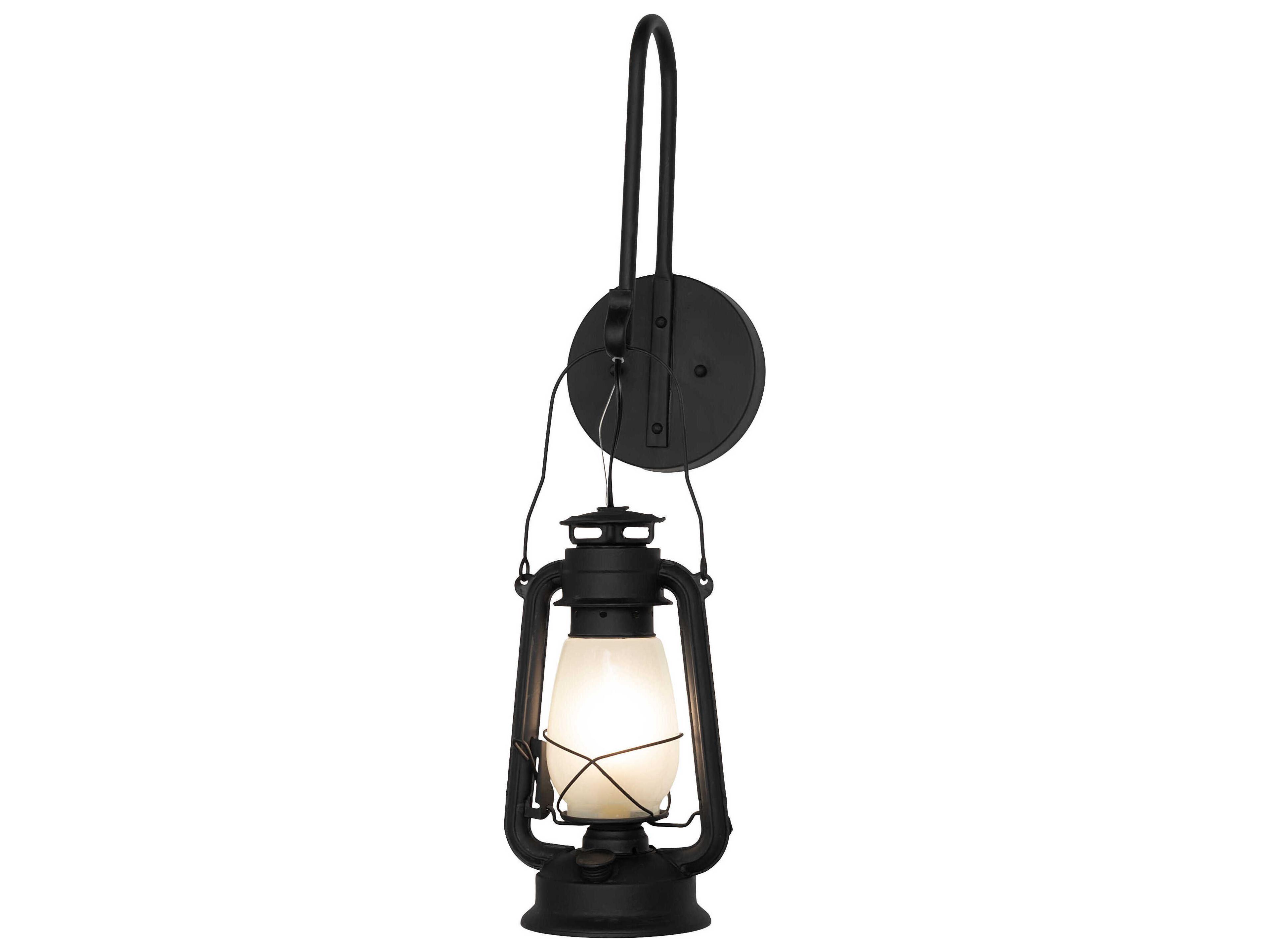 Miners Lantern 1-Light Costello Black Glass Wall Sconce