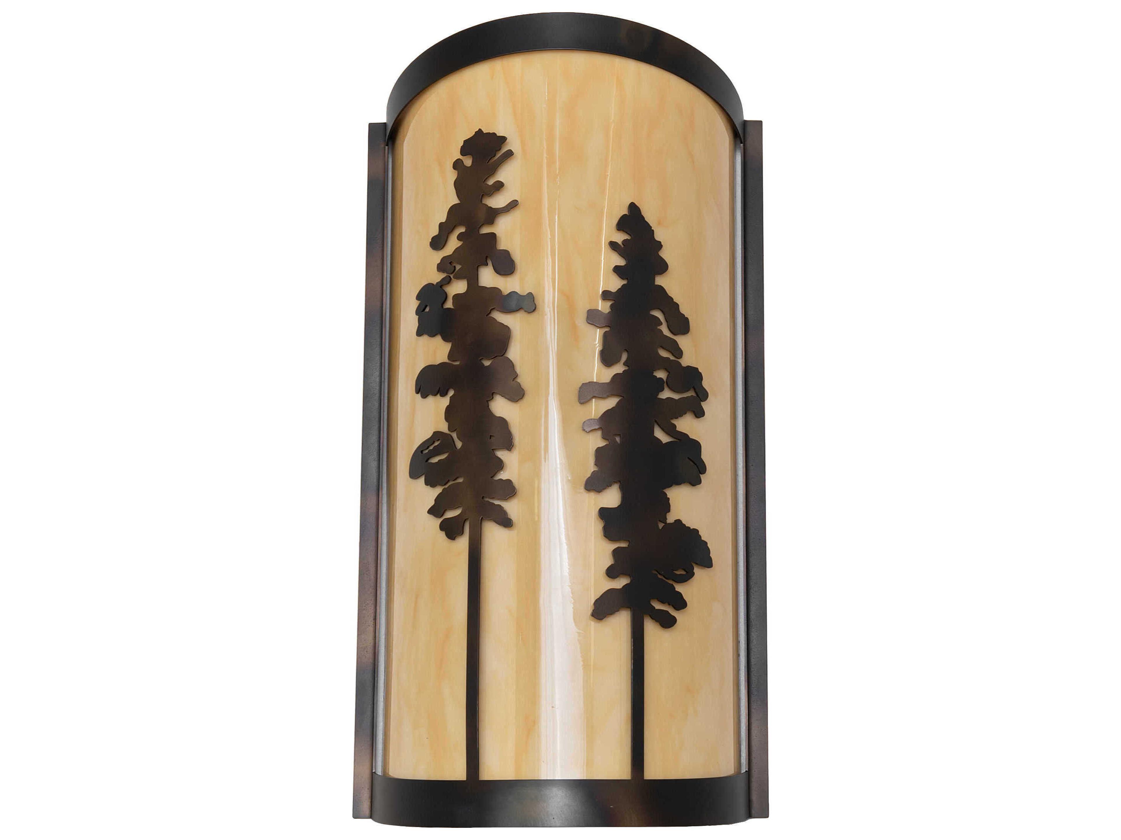 Meyda Pines 2-Light Antique Copper Glass Wall Sconce