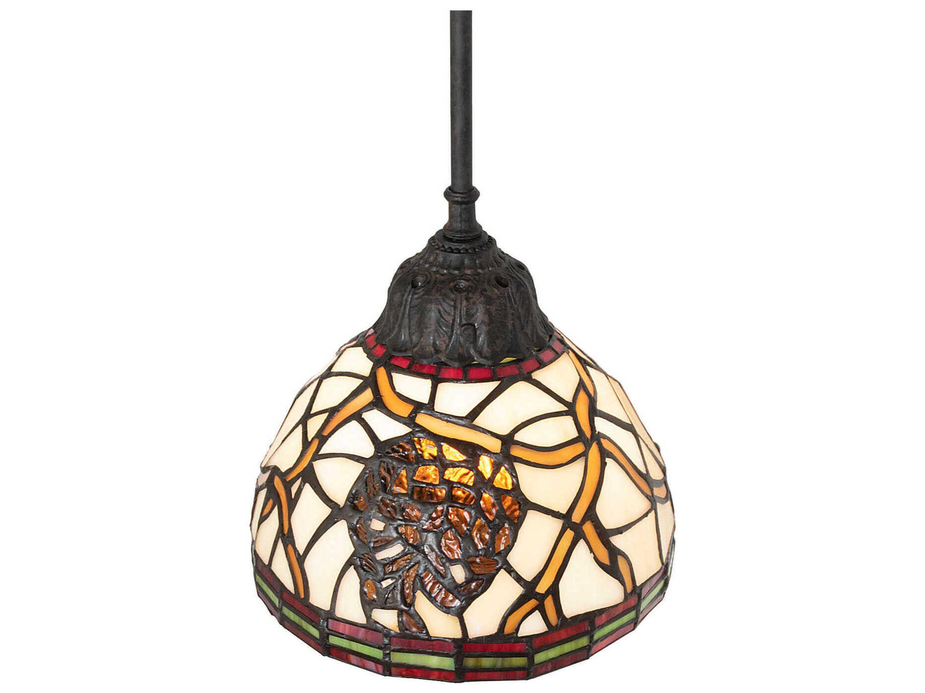 Meyda 1-Light Coffee Bean Brown Glass Tiffany Dome Mini Pendant