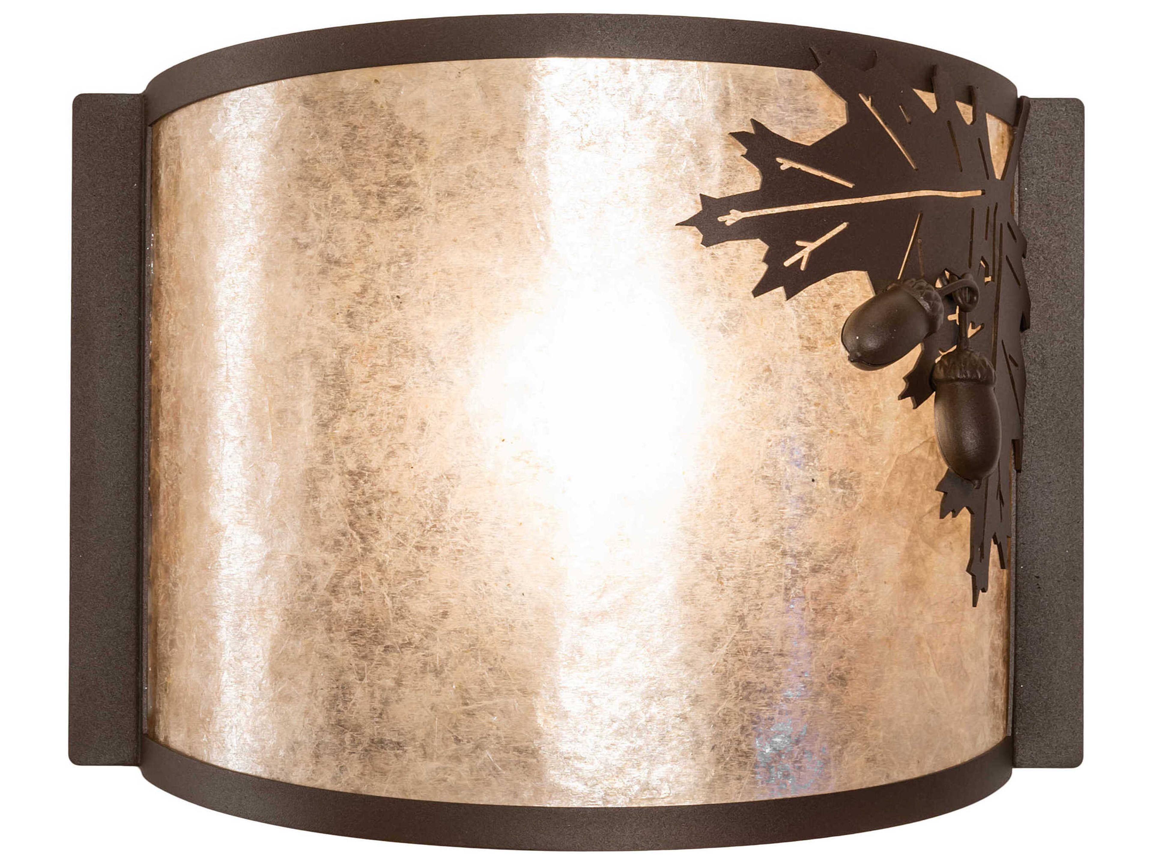 Oak Leaf & Acorn 1-Light Rust Brown Glass Wall Sconce