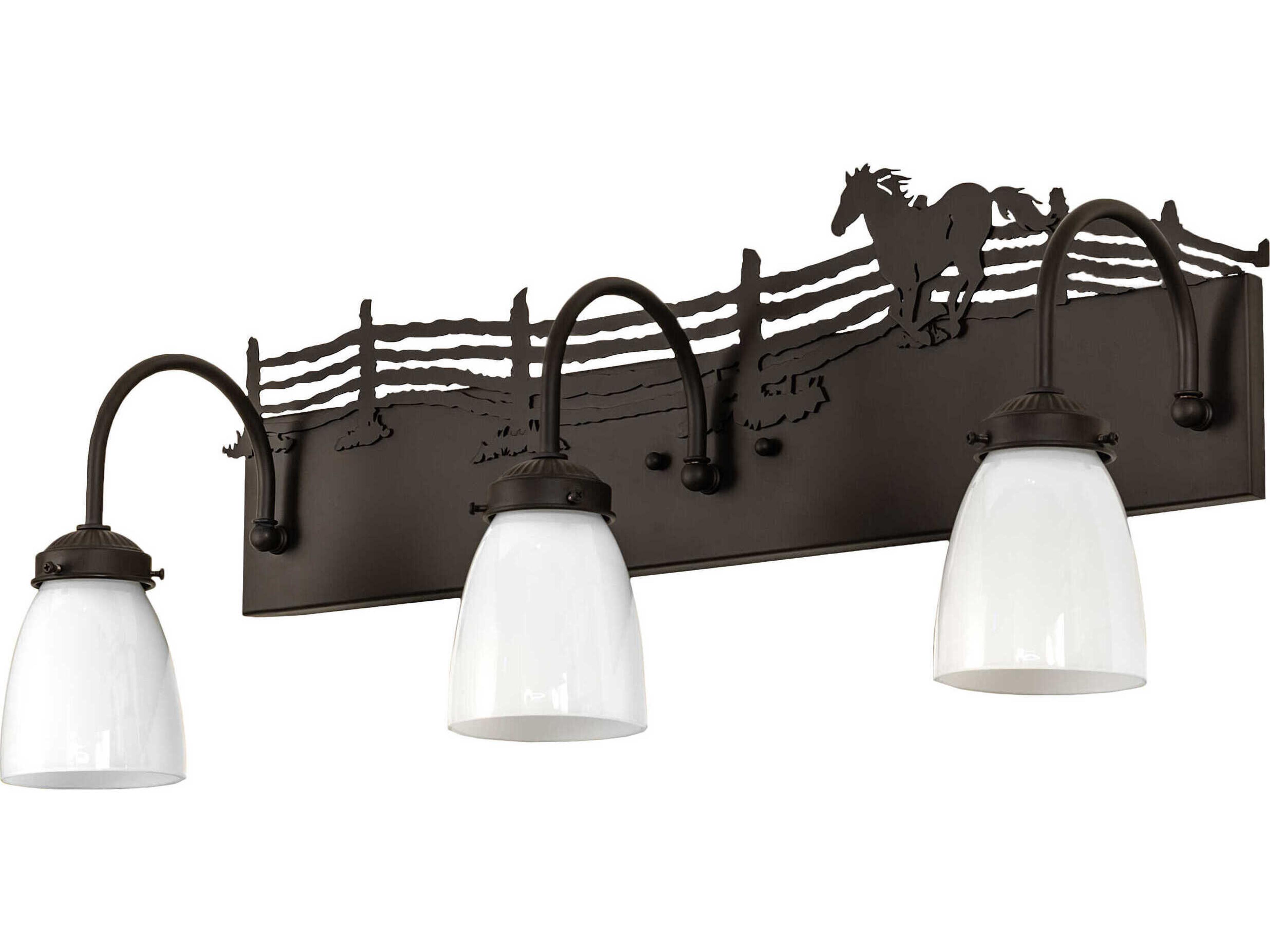 Meyda Running Horses 3-Light Oil Rubbed Bronze Glass Vanity Light