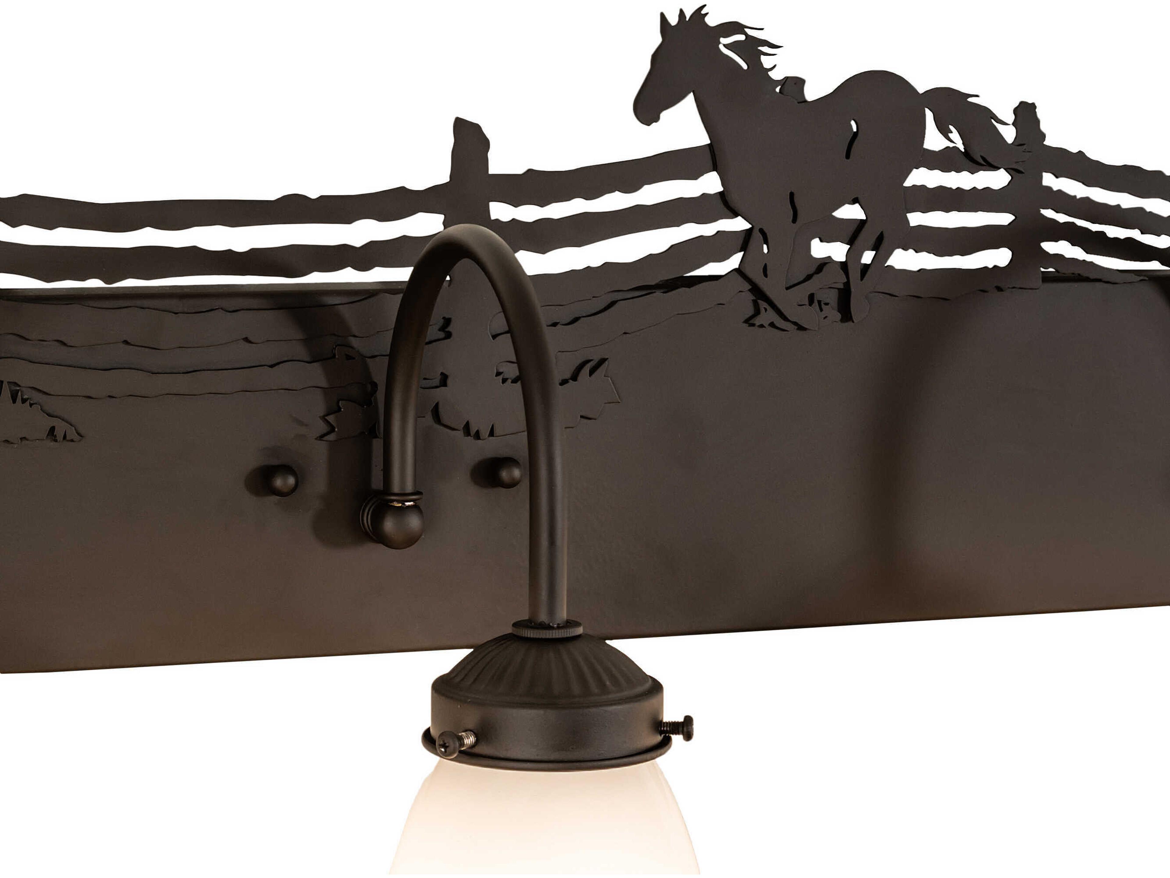 Meyda Running Horses 3-Light Oil Rubbed Bronze Glass Vanity Light