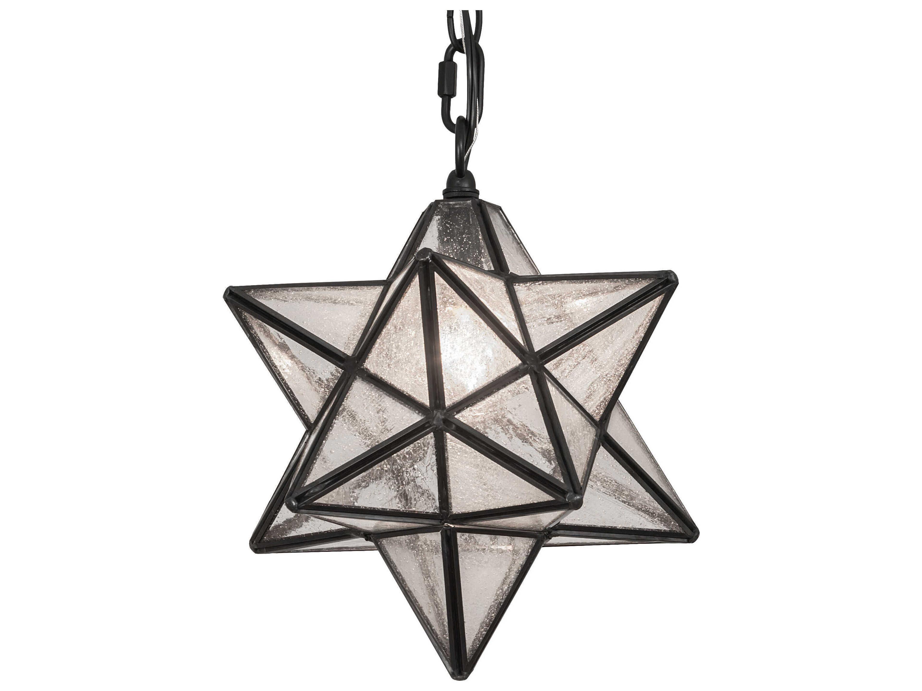 Moravian Star 1-Light Craftsman Brown Glass Geometric Mini Pendant