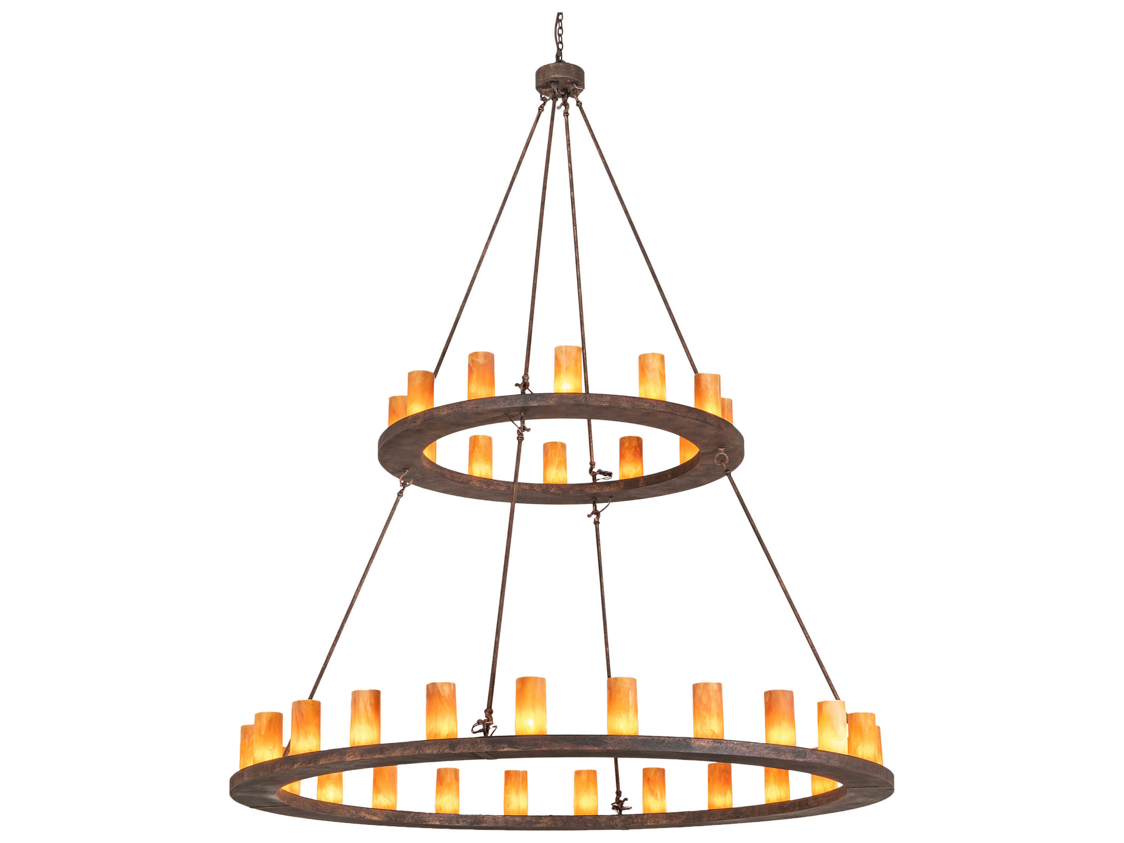 Loxley 36-Light Baroque Bronze Glass Cylinder Tiered Chandelier