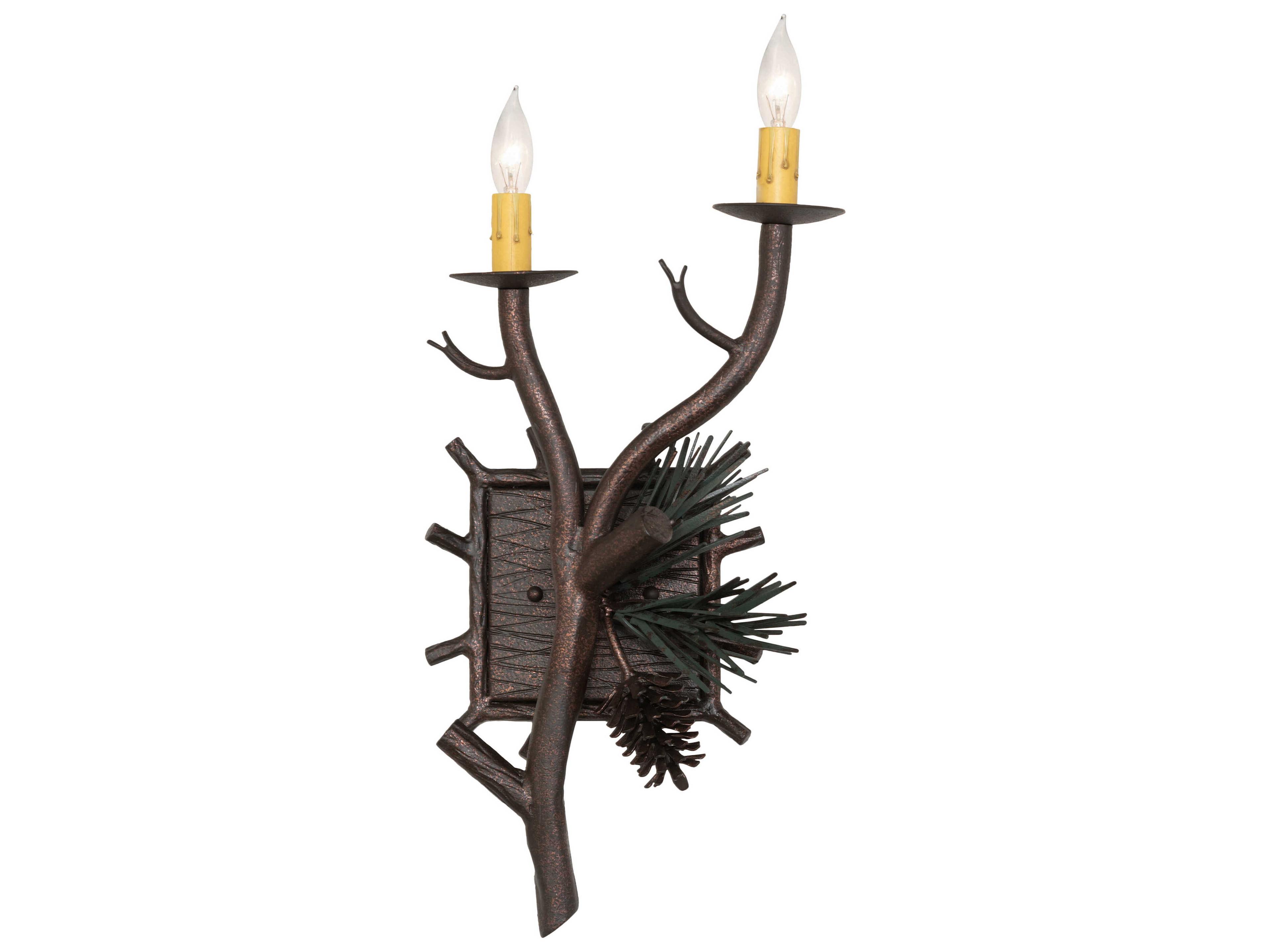 Pinewood 2-Light Copper Rust Olive Green Wall Sconce