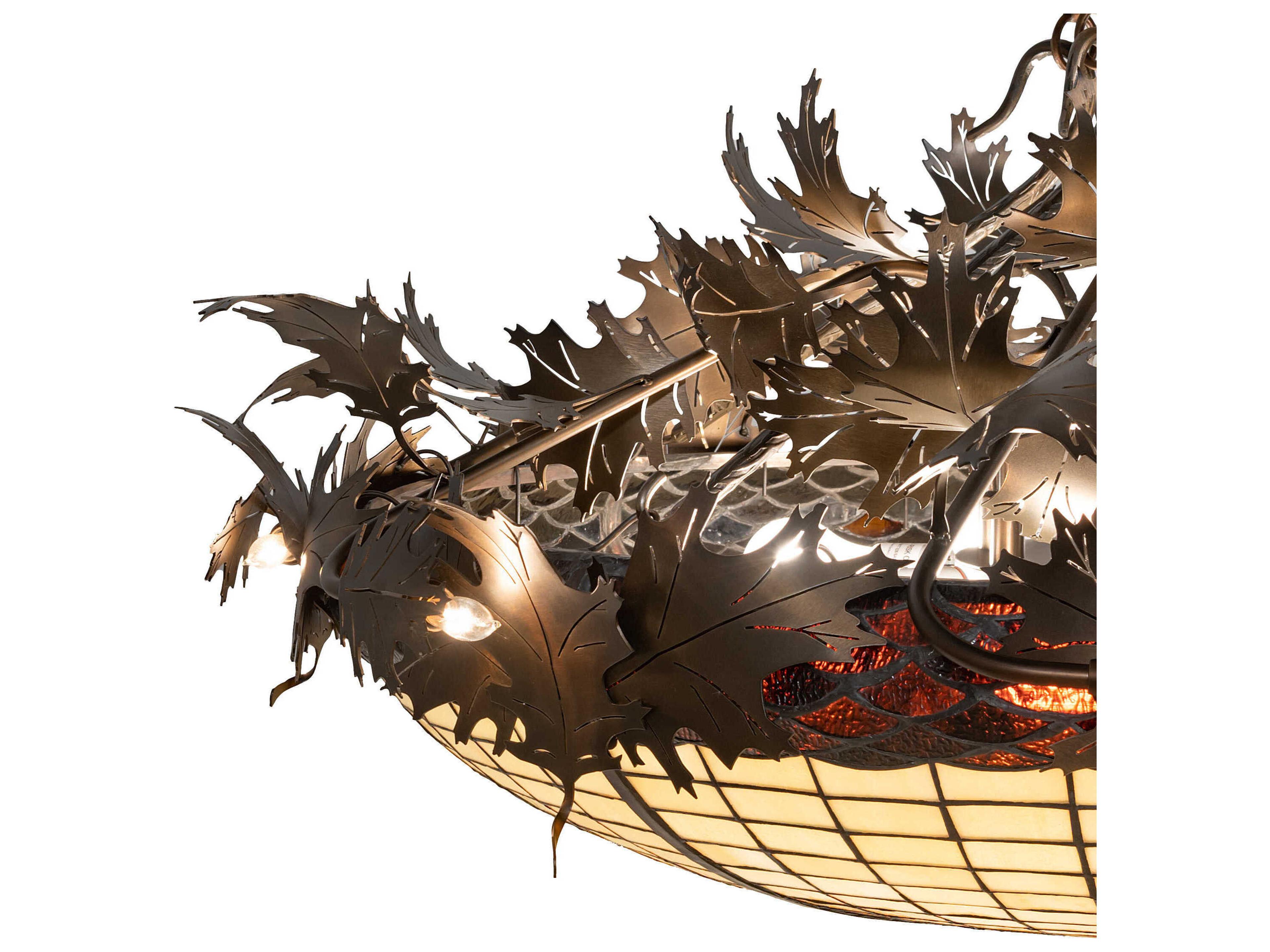 Meyda 16-Light6-Light Antique Copper Glass Bowl Semi Flush Mount