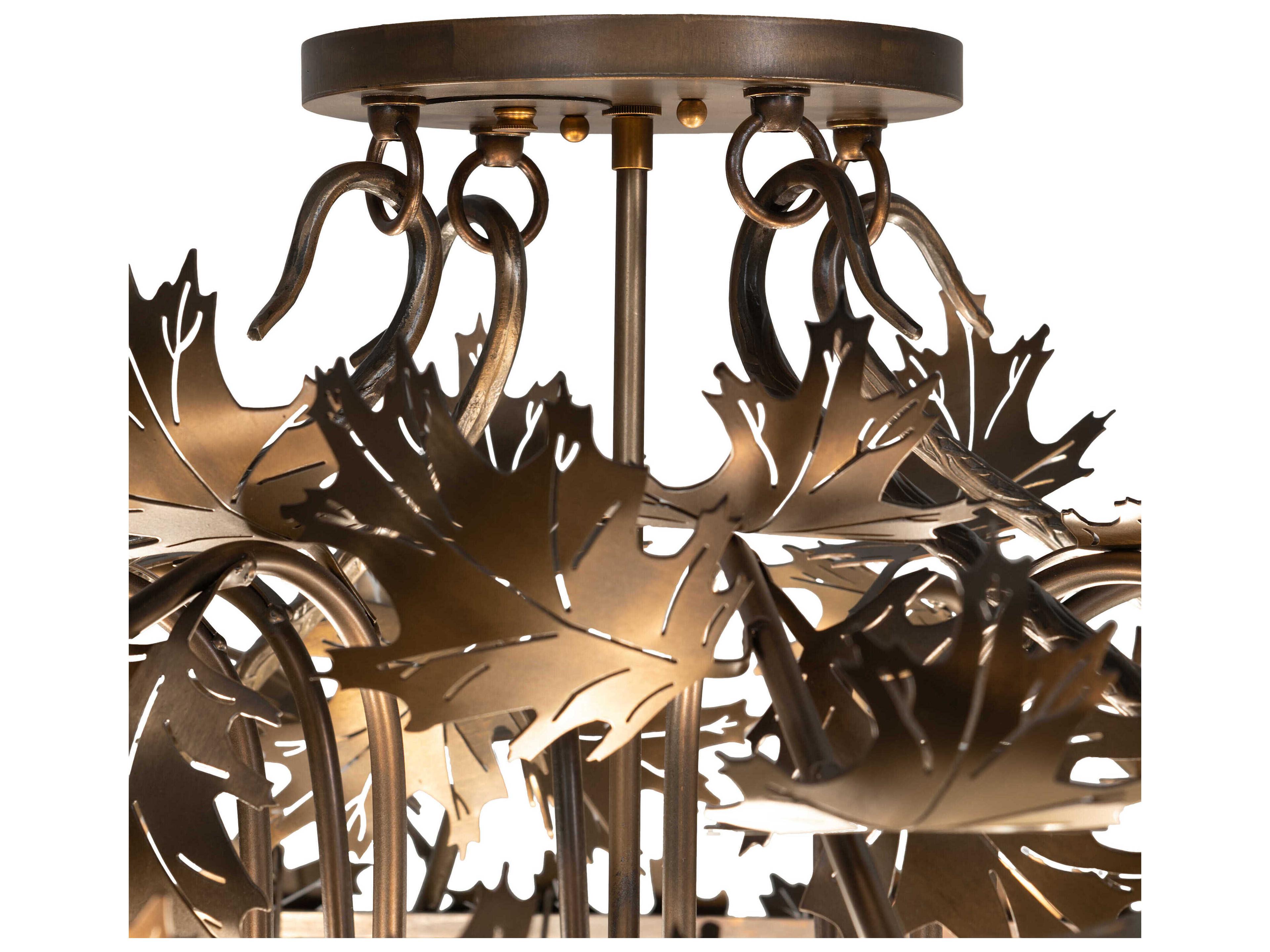 Meyda 16-Light6-Light Antique Copper Glass Bowl Semi Flush Mount