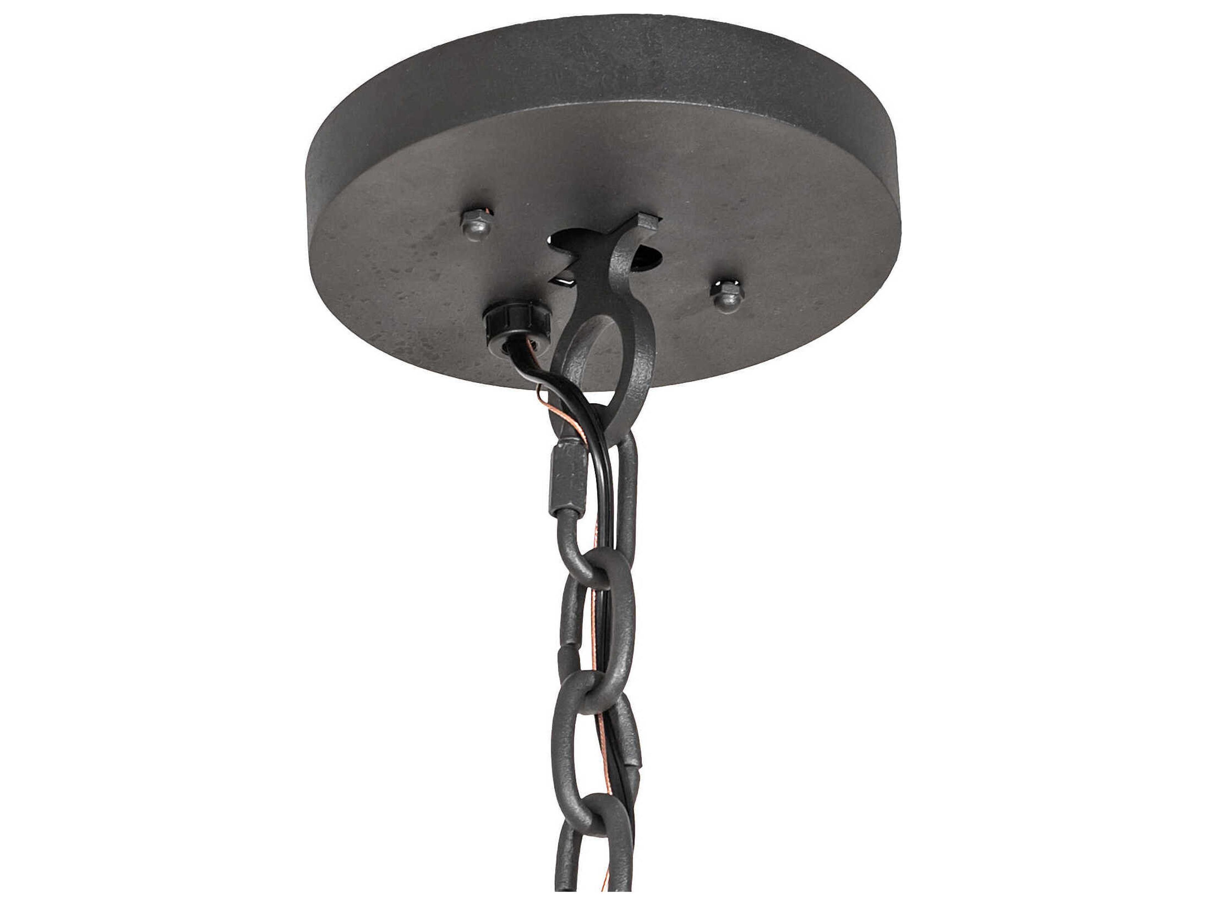 Meyda 8-Light Old Wrought Iron Black Glass Cylinder Pendant
