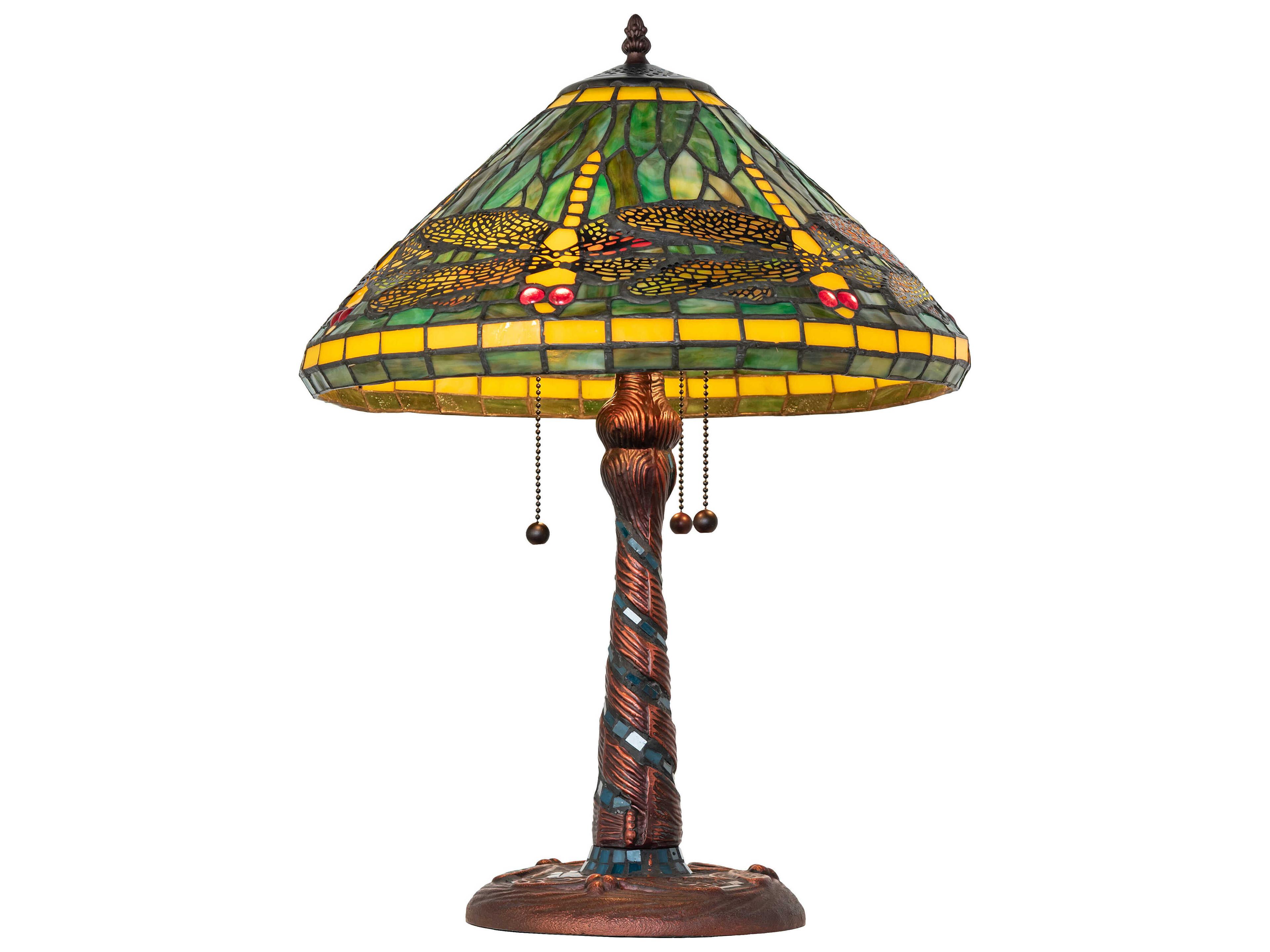 Tiffany Dragonfly Mahogany Bronze Table Lamp