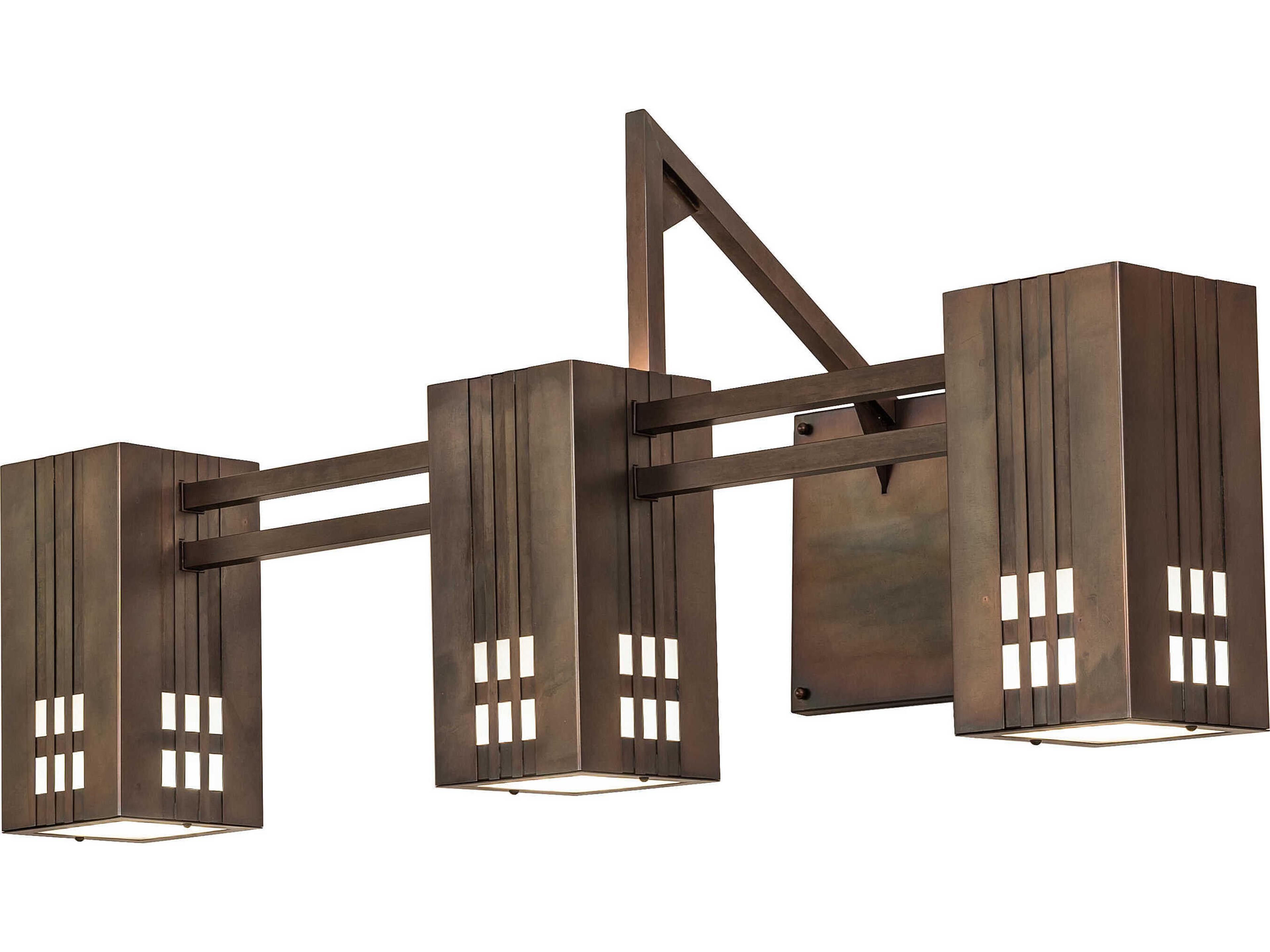 3-Light Weathered Antique Brass Vanity Light