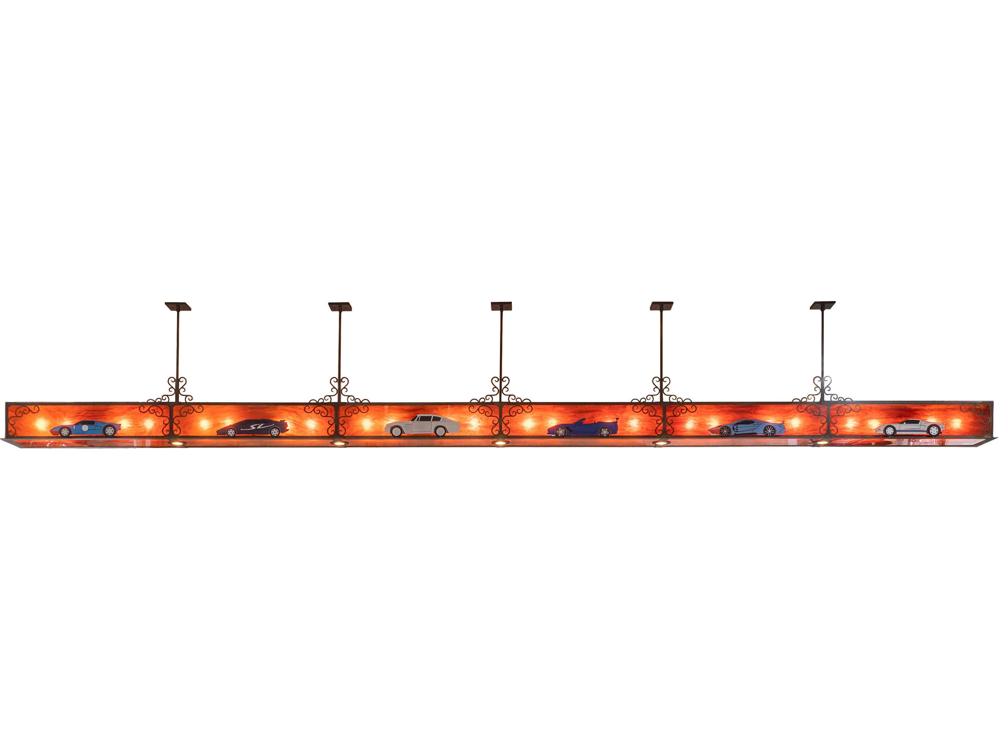 29-Light Antique Copper Glass Island Pendant