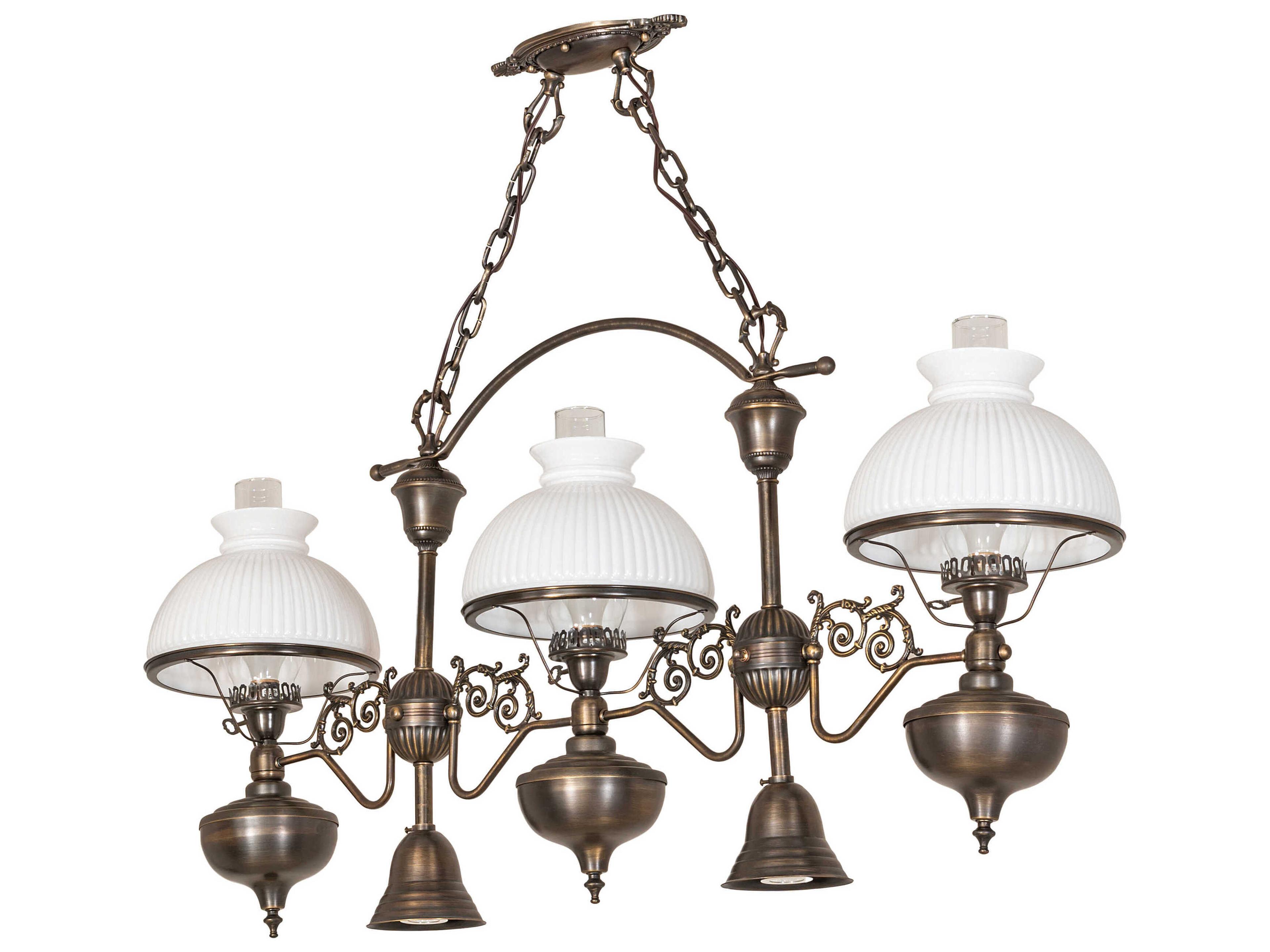 Meyda 6-Light Antique Craftsman Brown Glass Dome Island Pendant