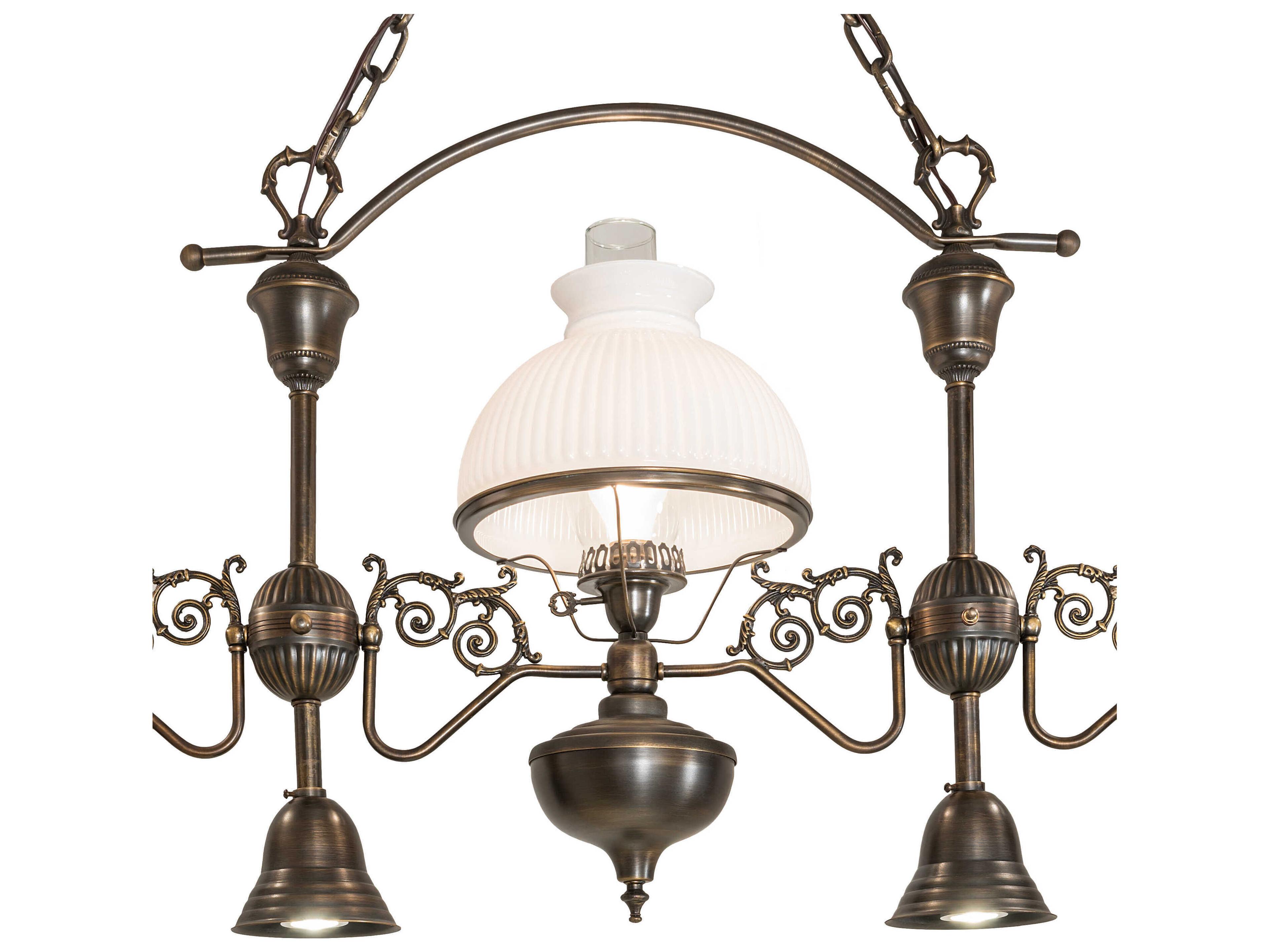 Meyda 6-Light Antique Craftsman Brown Glass Dome Island Pendant